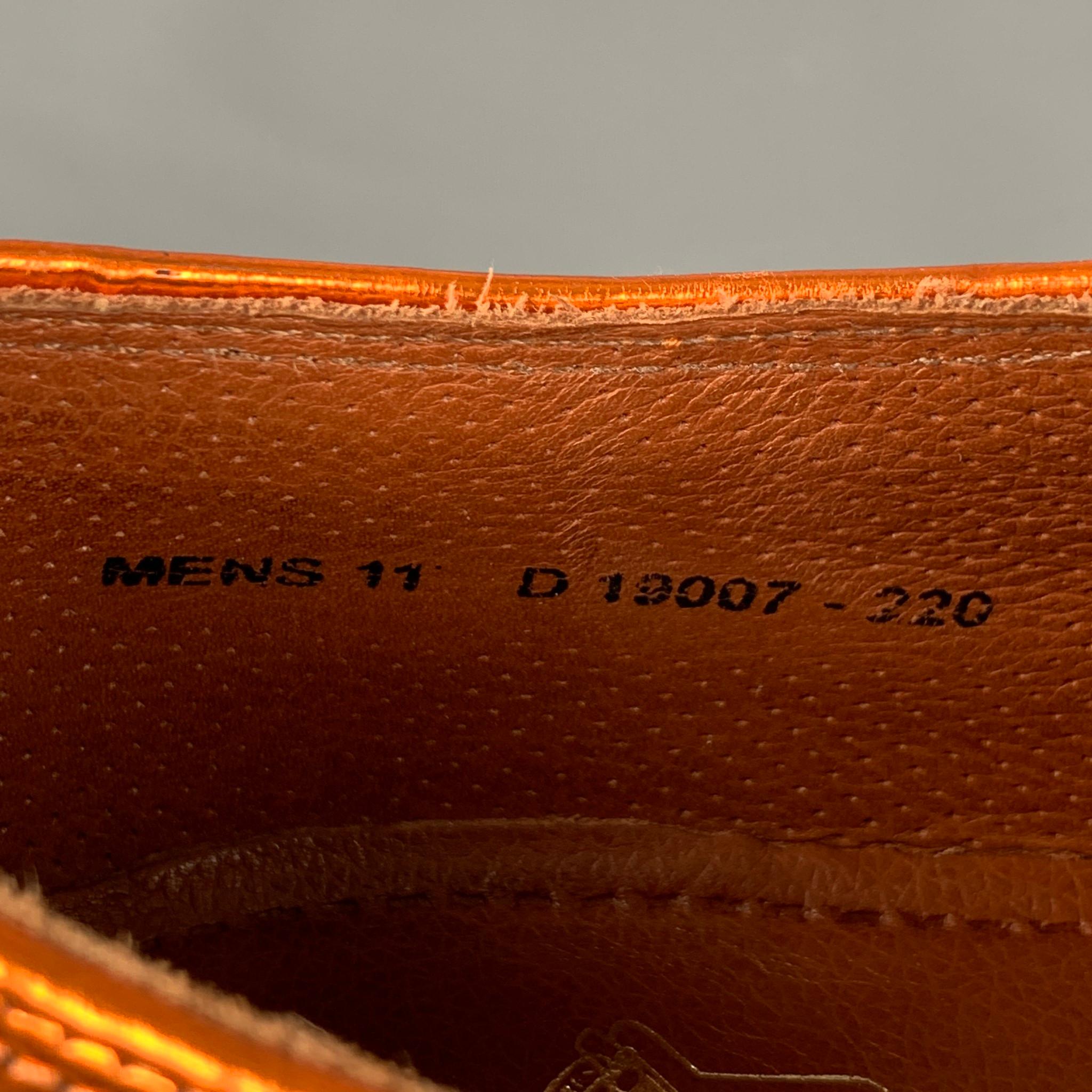 Brown FLORSHEIM for DUCKIE BROWN Size 11 Copper Metallic Leather Wingtip Lace Up Shoes