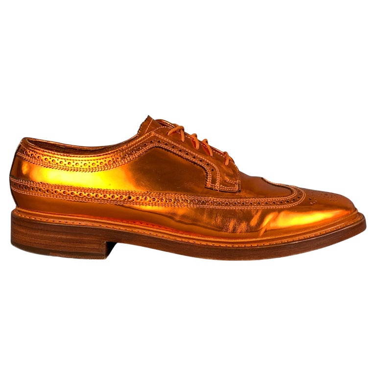 FLORSHEIM for DUCKIE BROWN Size 11 Copper Metallic Leather Wingtip Lace Up  Shoes at 1stDibs