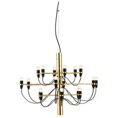 FLOS 2097/18 Suspension Lamp in Steel and Brass, by Gino Sarfatti