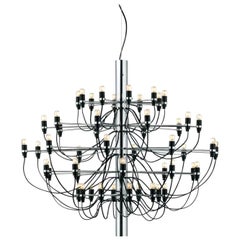 Flos 2097 / 30 Light Bulbs Iron Suspension Chandelier by Gino Sarfatti