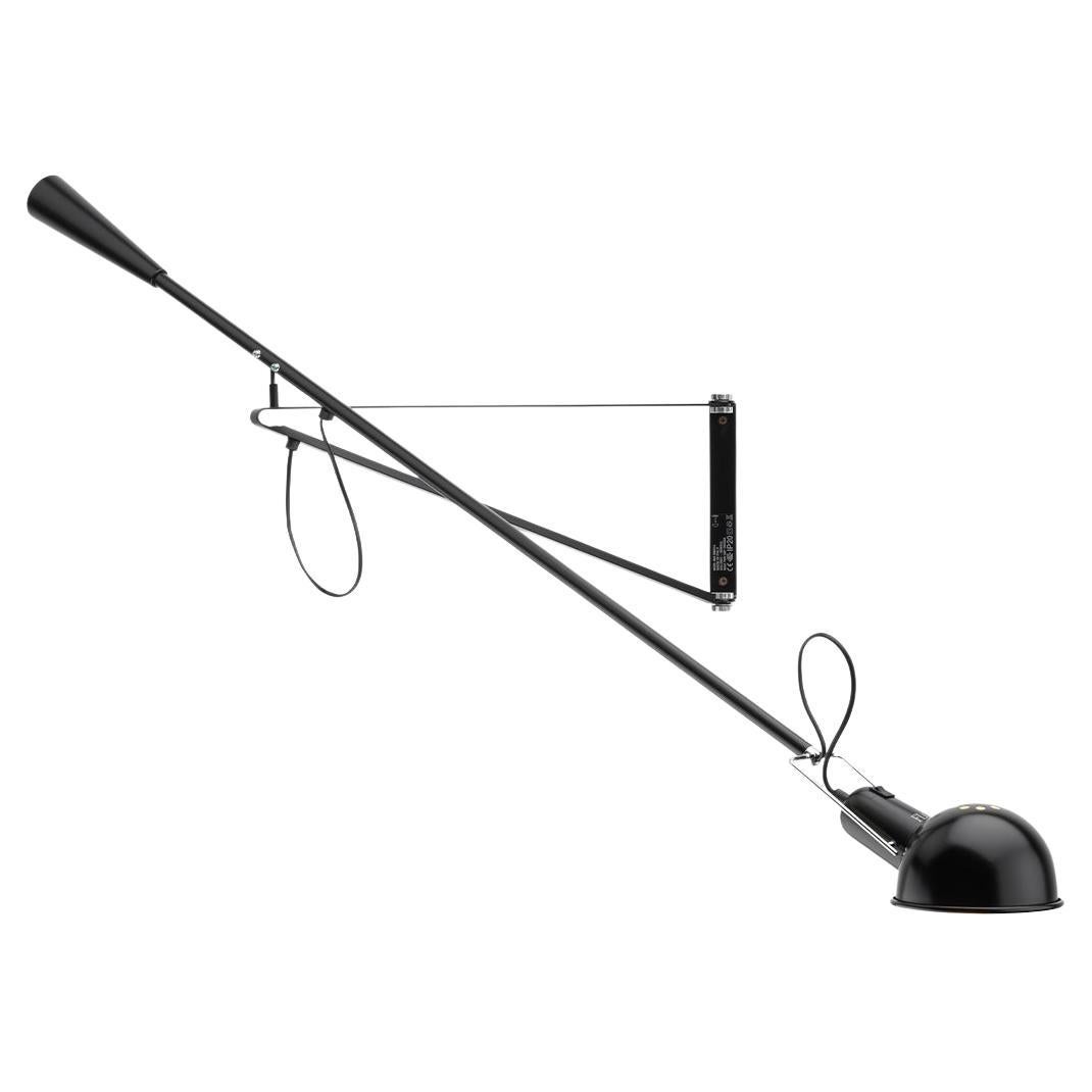 Petite lampe murale noire Flos 265 en acier et laiton de Paolo Rizzatto