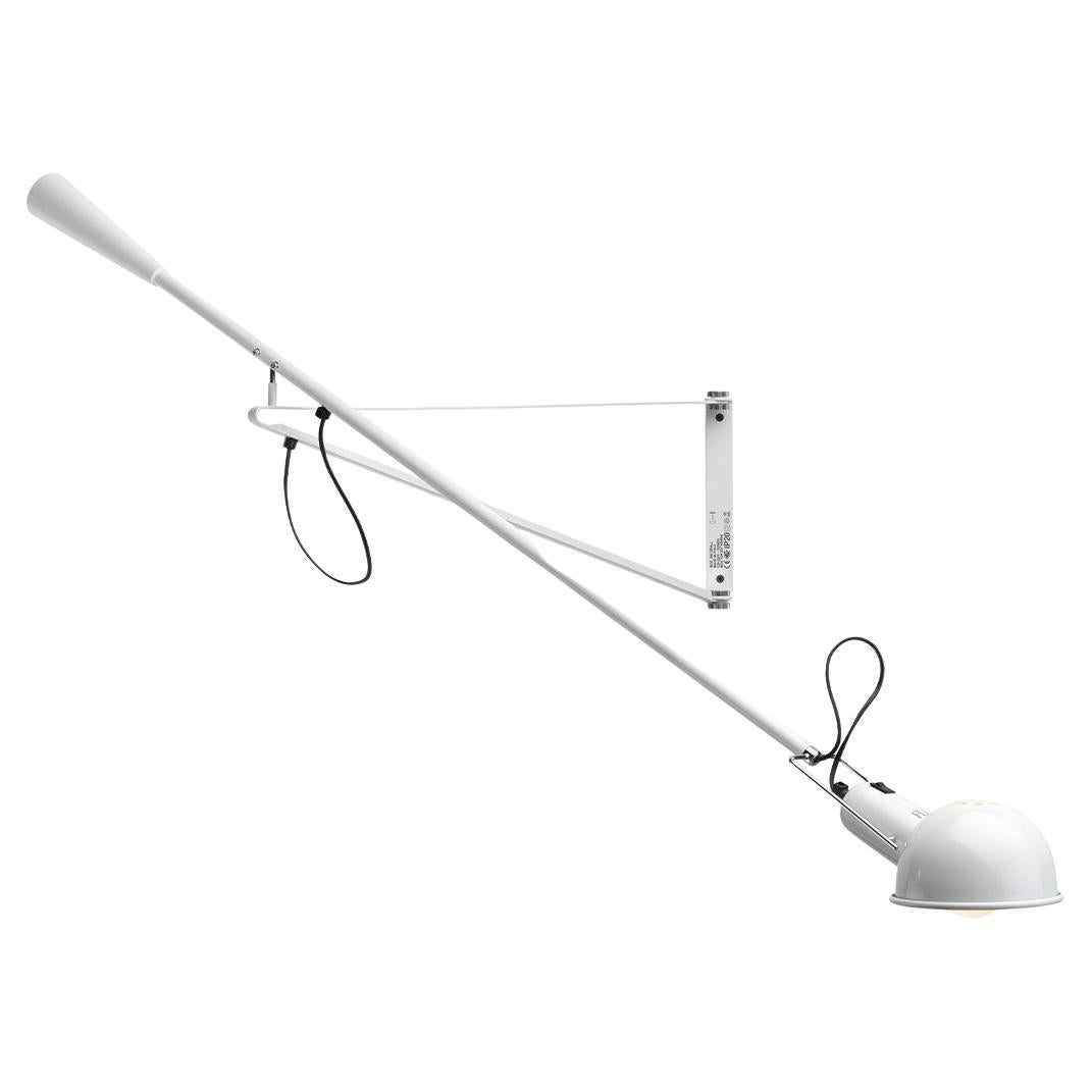Flos 265 Small White Wall Lamp in Steel and Brass by Paolo Rizzatto For Sale