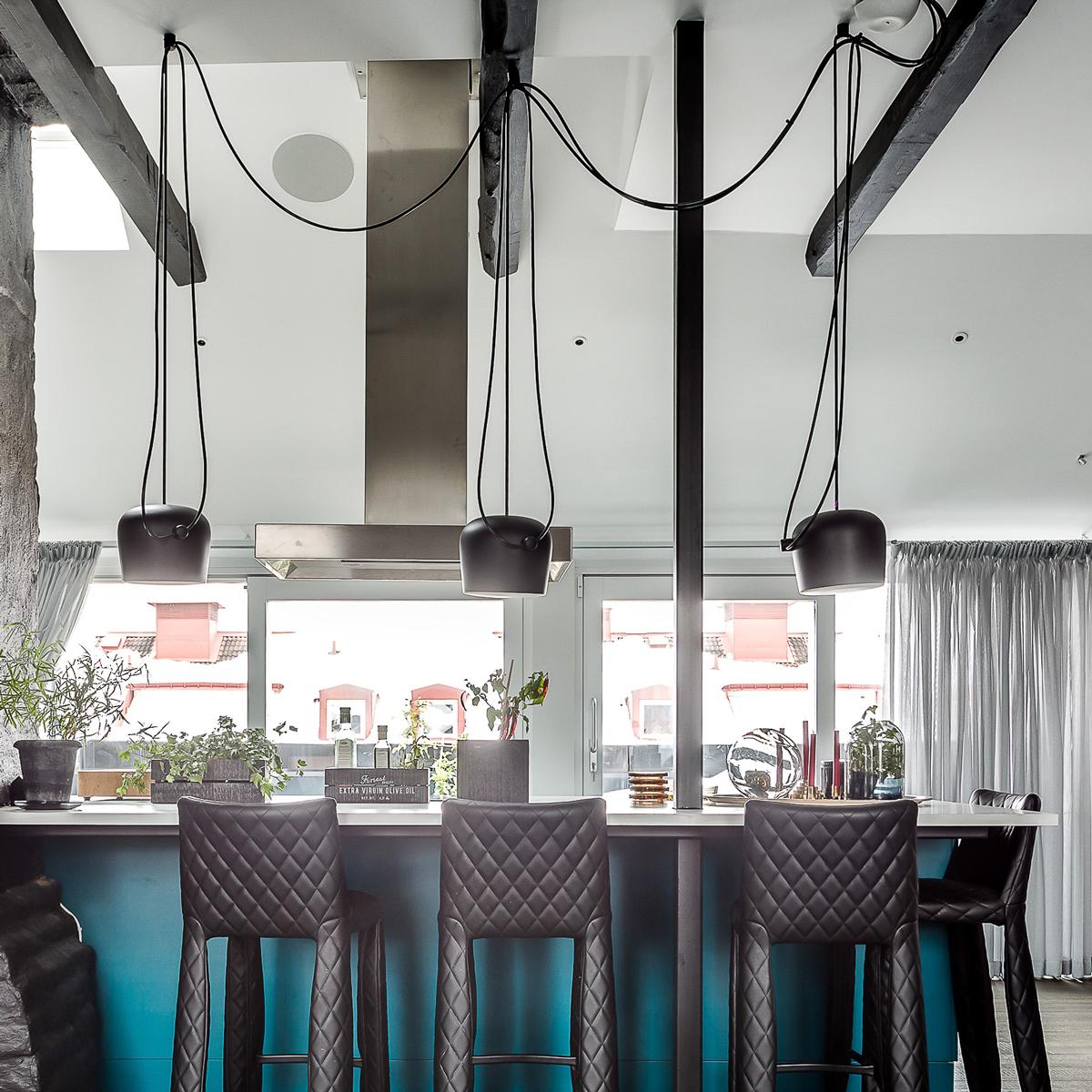 Contemporary Bouroullec Modern Black Pendant Aim Five Light Set w/ Canopy for FLOS, in stock For Sale