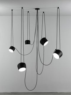 Bouroullec Modern Black Pendant Aim Five Light Set w/ Canopy for FLOS, in stock