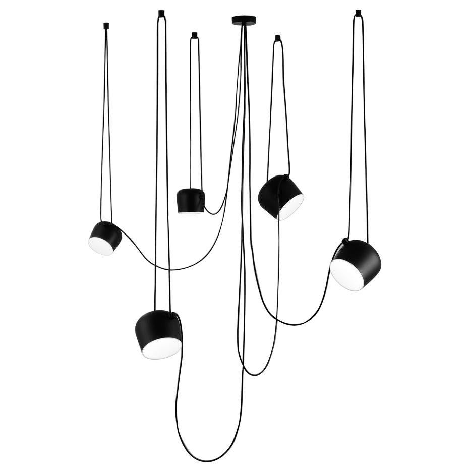 Bouroullec Modern Black Pendant Aim Five Light Set w/ Canopy for FLOS, in stock