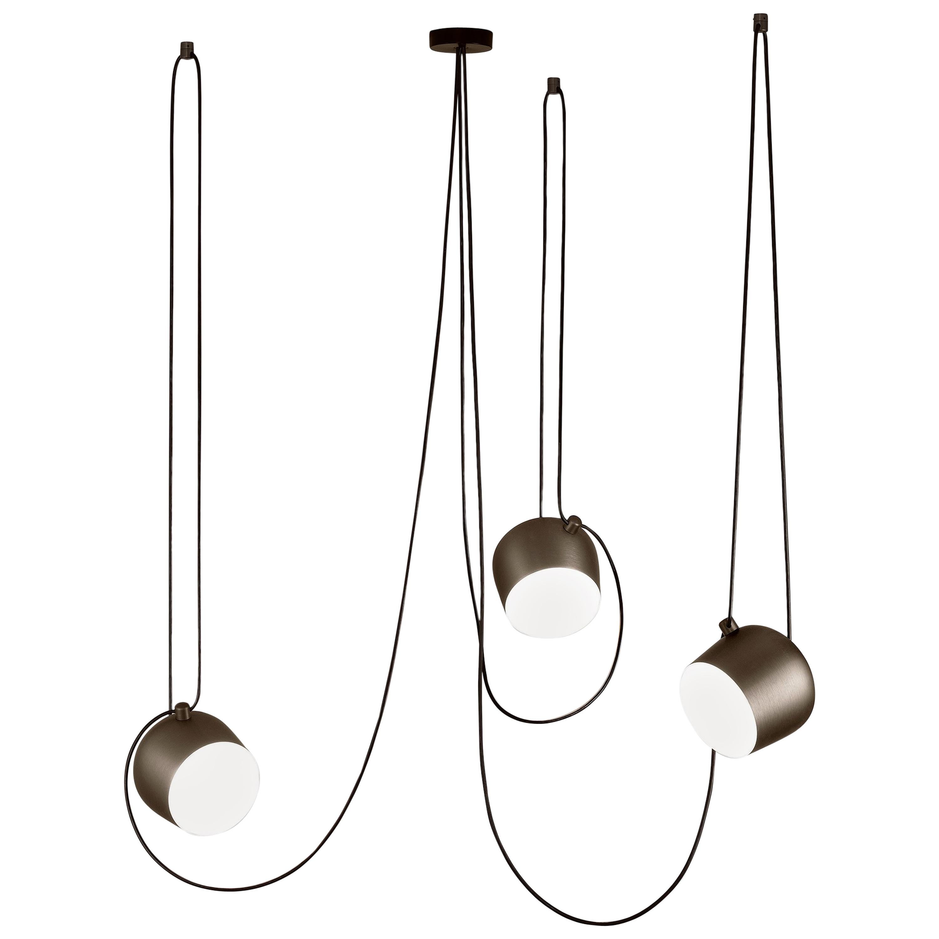 Bouroullec Modern Bronze Pendant Aim Three Light Set & Canopy for FLOS, in stock