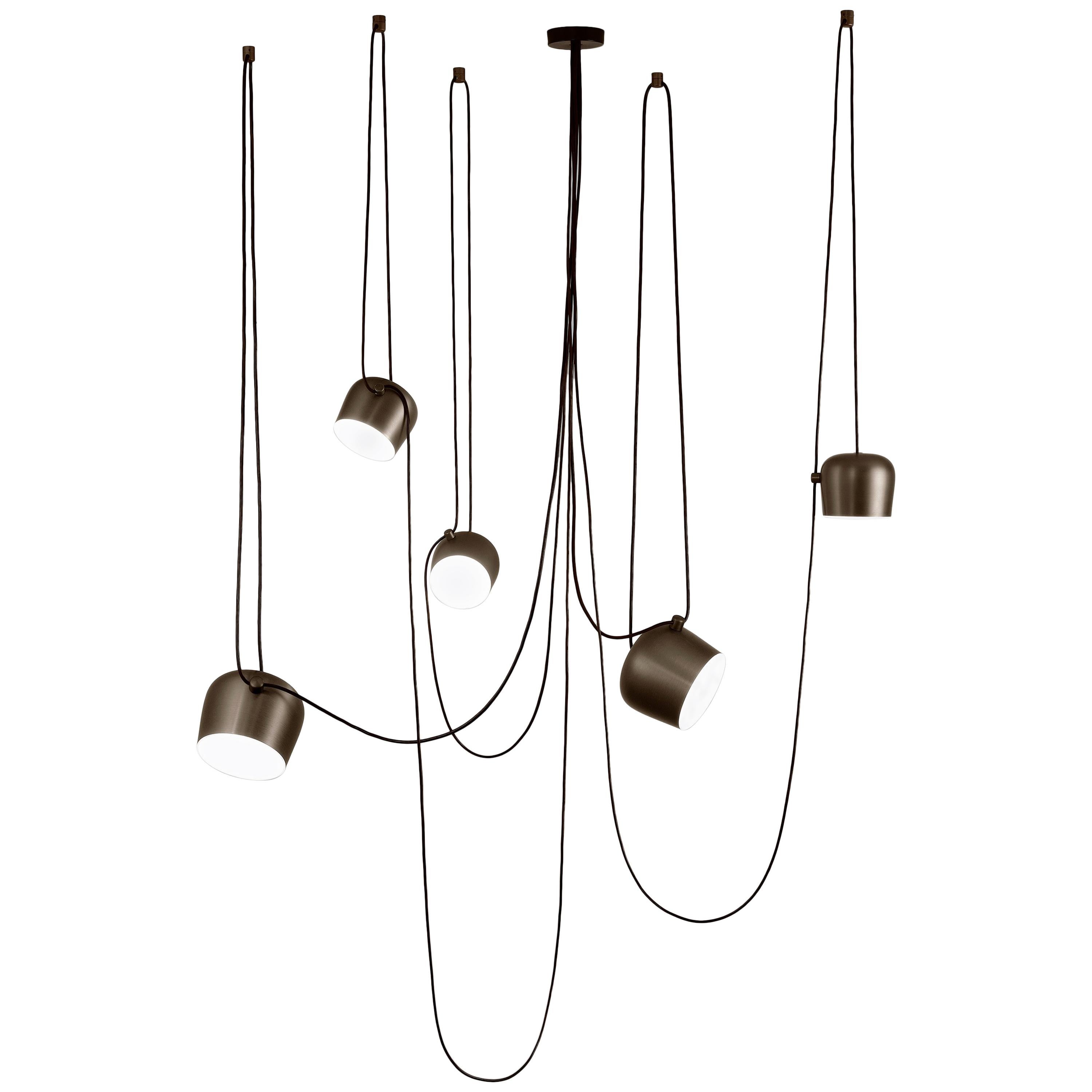 Bouroullec Modern Bronze Pendant Aim Five Light Set & Canopy for FLOS, in stock