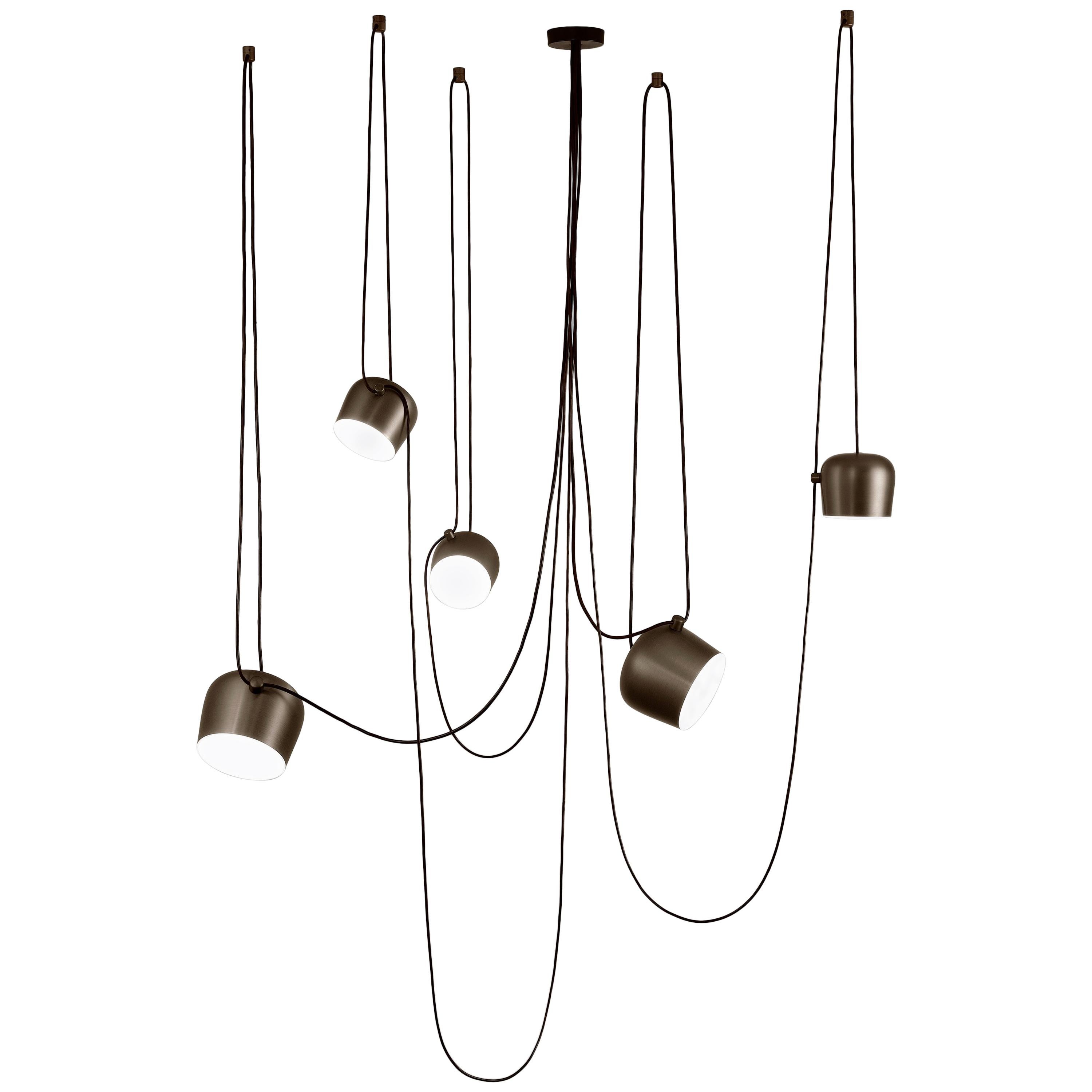 Bouroullec Modern Bronze Hanging Pendant Small Aim Five Light & Canopy for FLOS