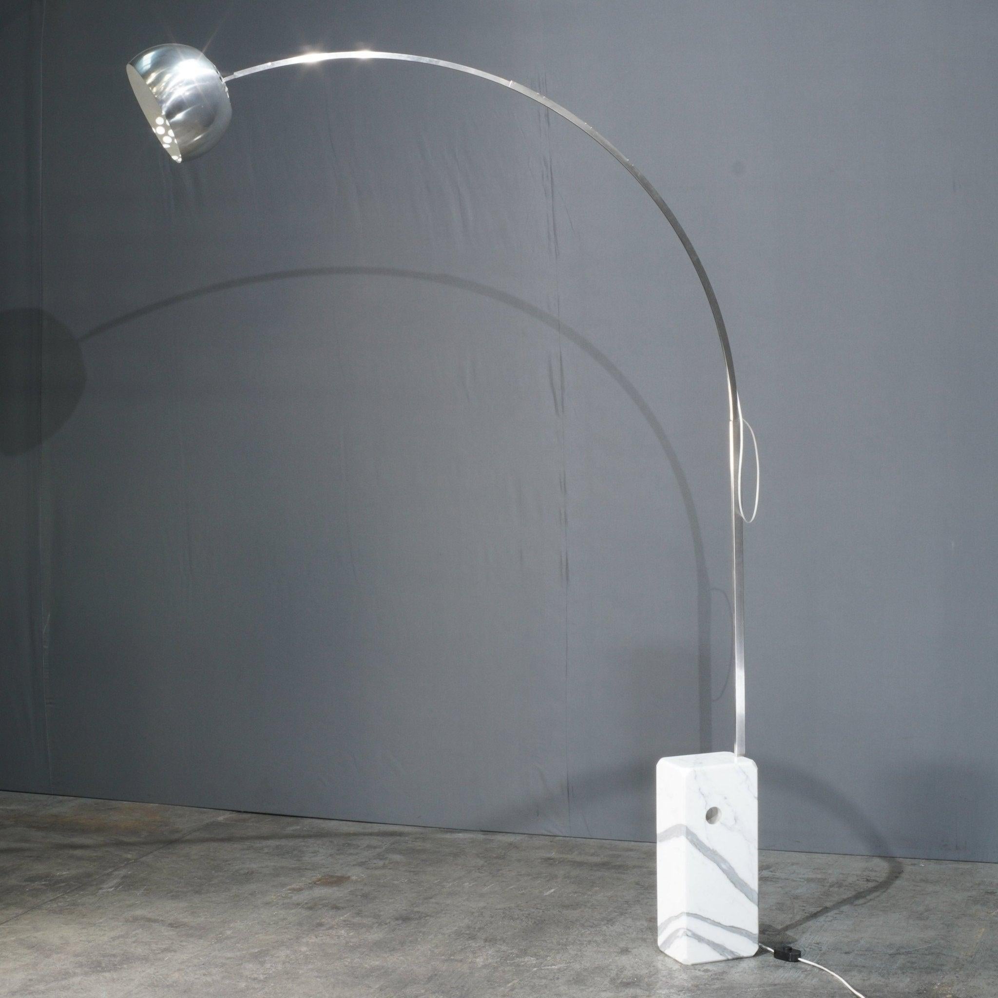 Minimalist Flos Arco Floor Lamp with Marble Base by Achille Castiglioni