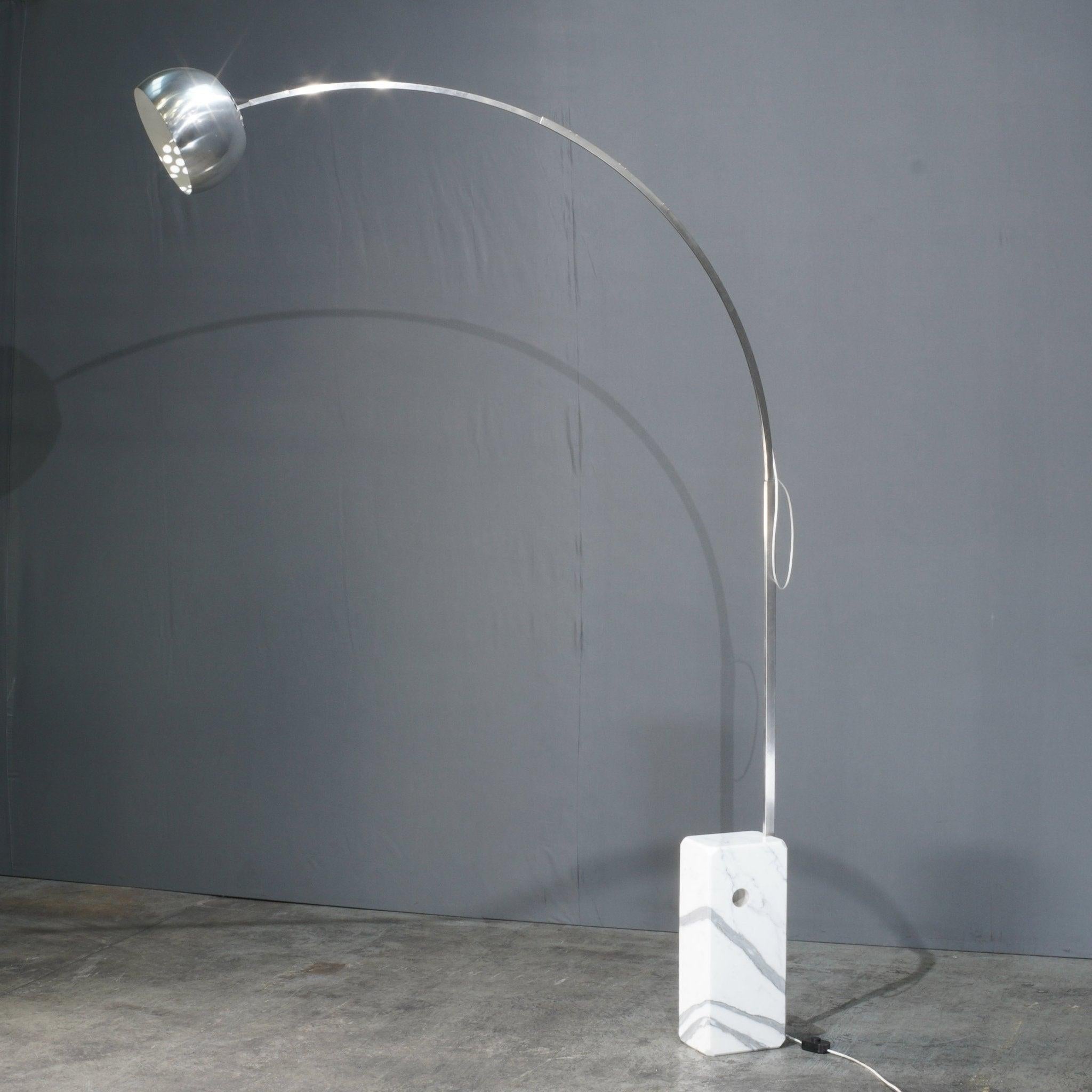 Italian Flos Arco Floor Lamp with Marble Base by Achille Castiglioni