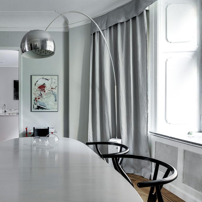 Castiglioni Arco Modern Arch Stainless Steel & Marble Floor Lamp, FLOS, in stock For Sale 4