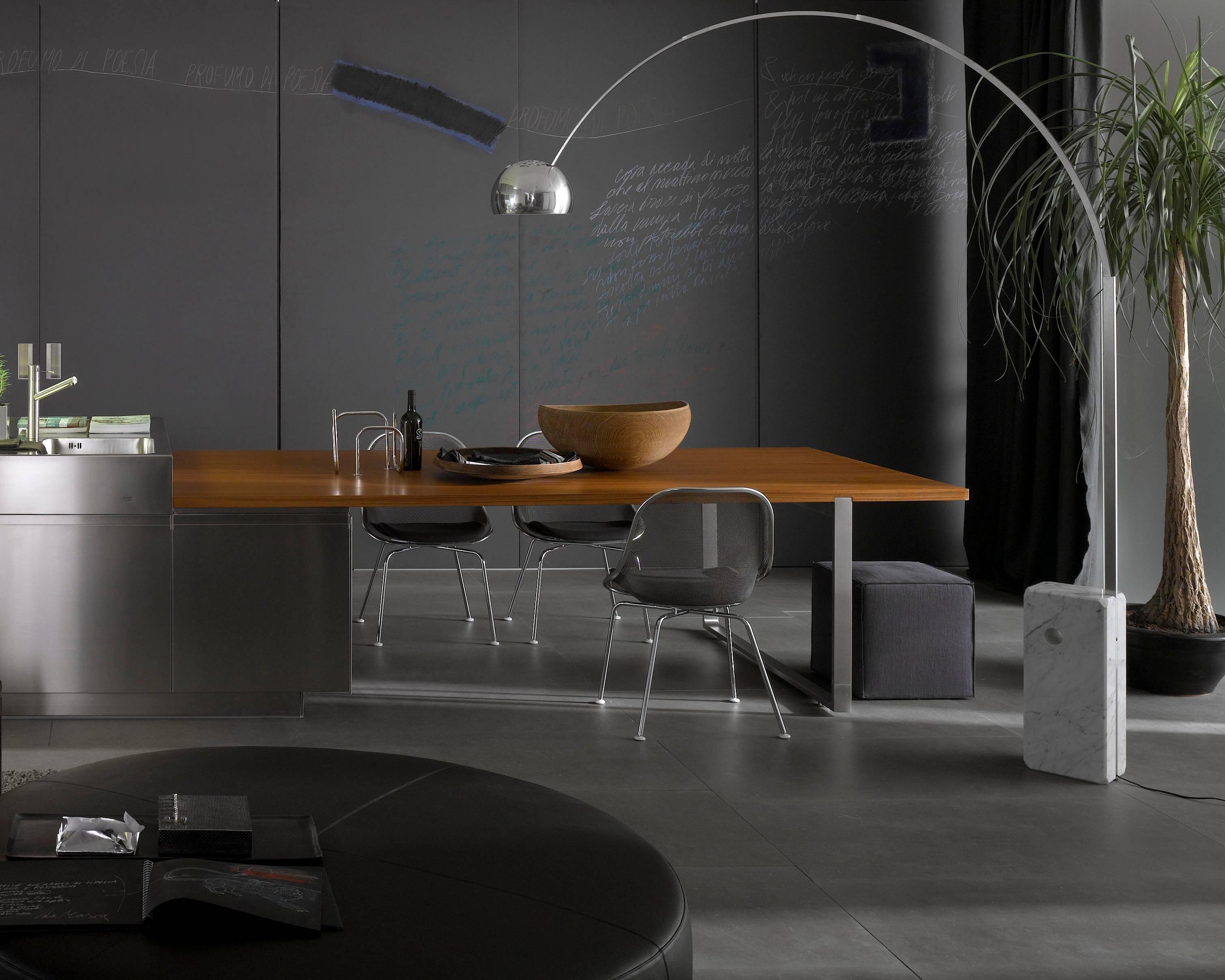 italien Lampadaire Castiglioni Arco Modern Arch en acier inoxydable et marbre, FLOS, en stock en vente