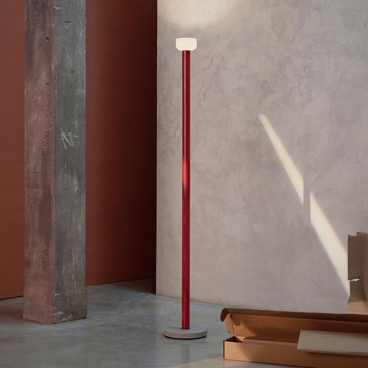 Contemporary Flos Bellhop Floor Lamp in Red Body with White Diffuser For Sale