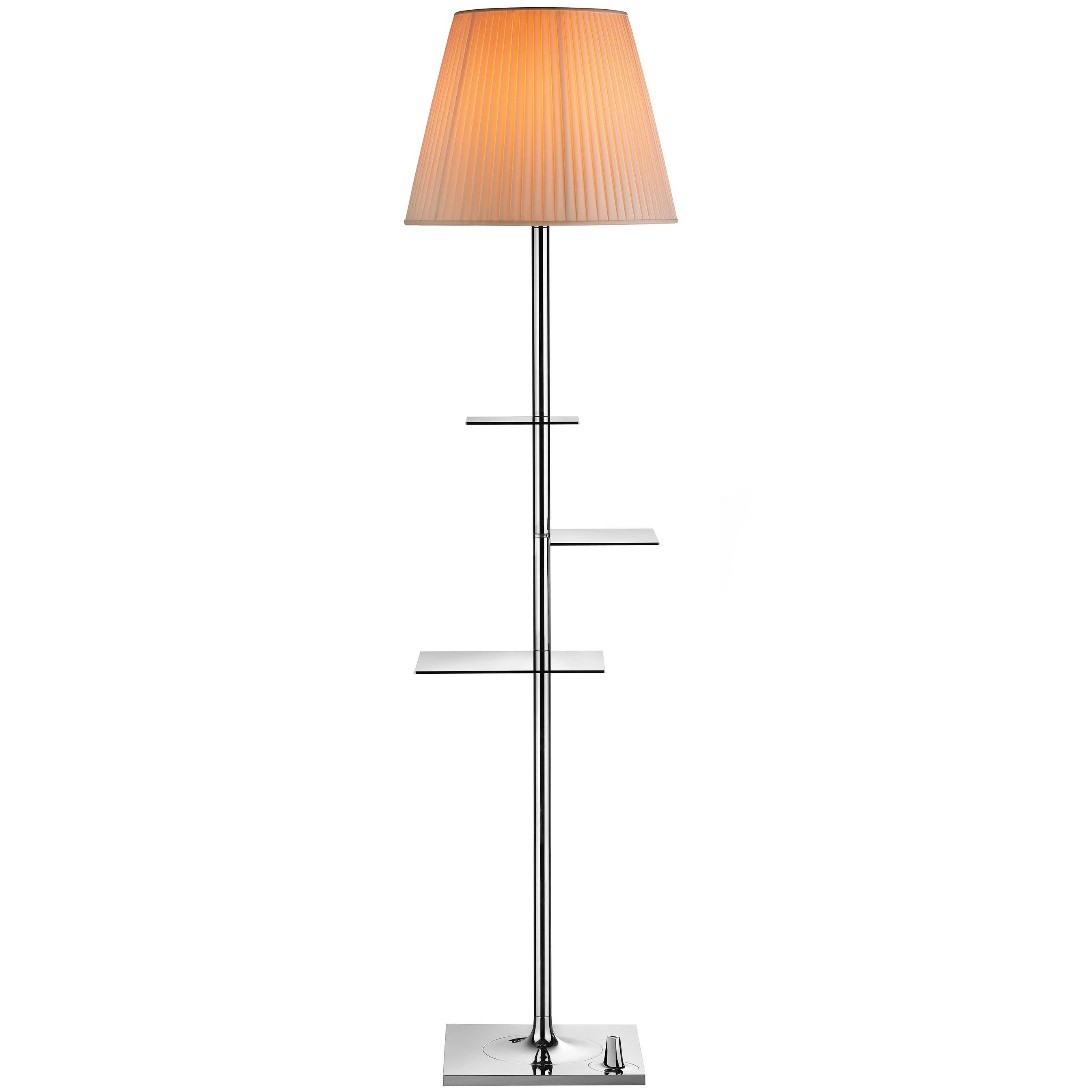 FLOS Bibliotheque Nationale Chrome Floor Lamp with Cloth Shade, Philippe Starck For Sale