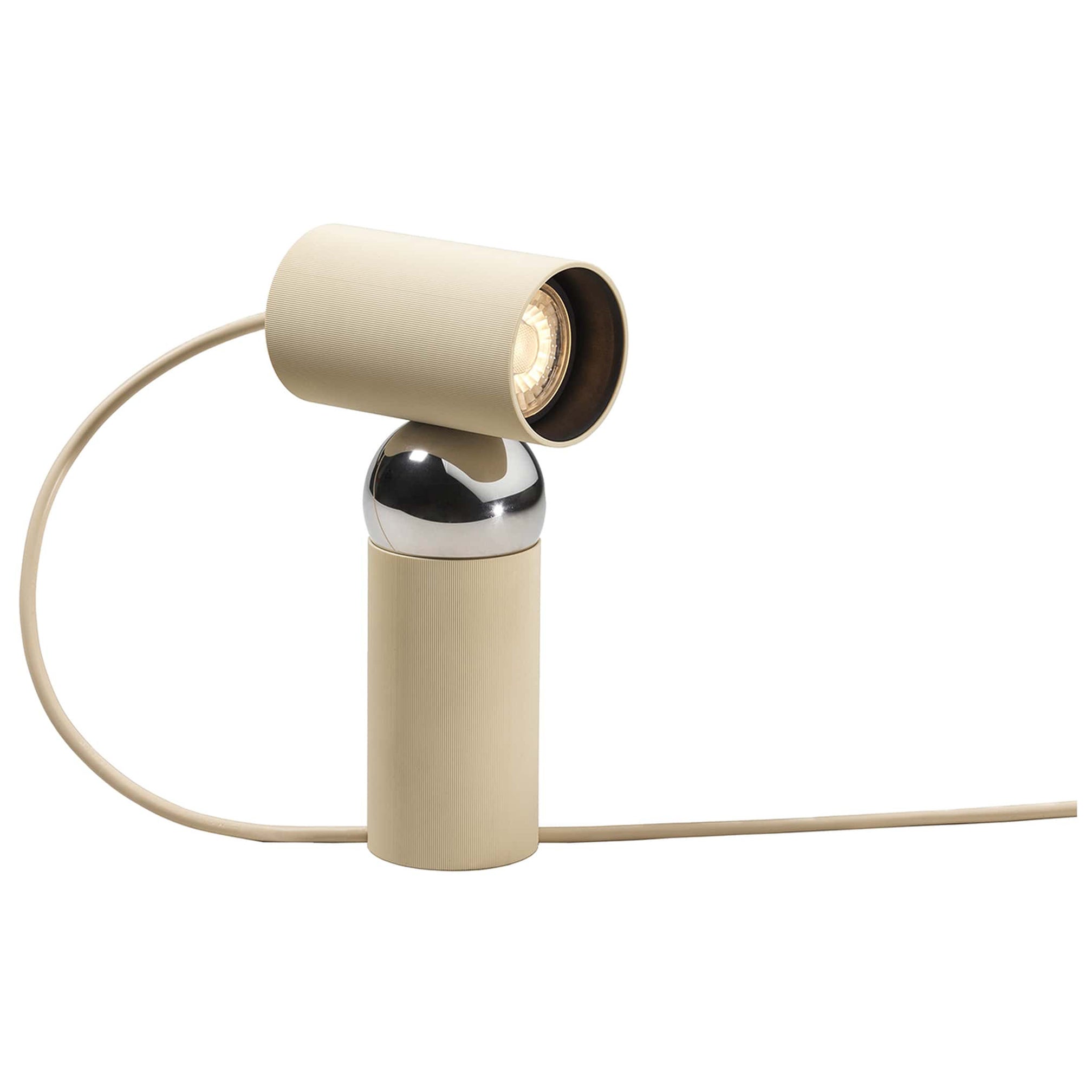 Flos Bilboquet Tischlampe aus Polycarbonat und Stahl in Leinenfarbe