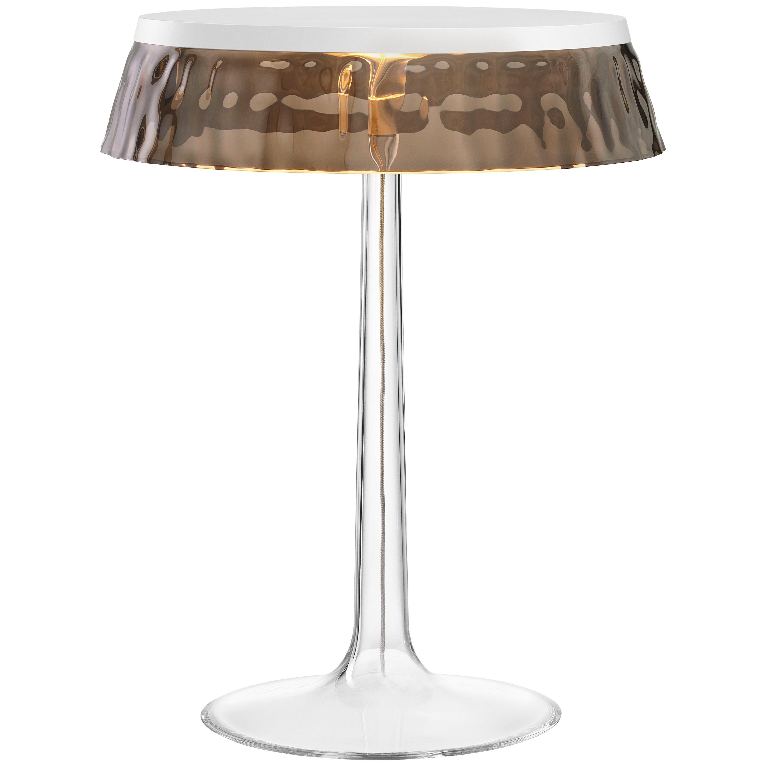 FLOS Bon Jour Chrome Table Lamp w/ Fumee Crown by Philippe Starck For Sale