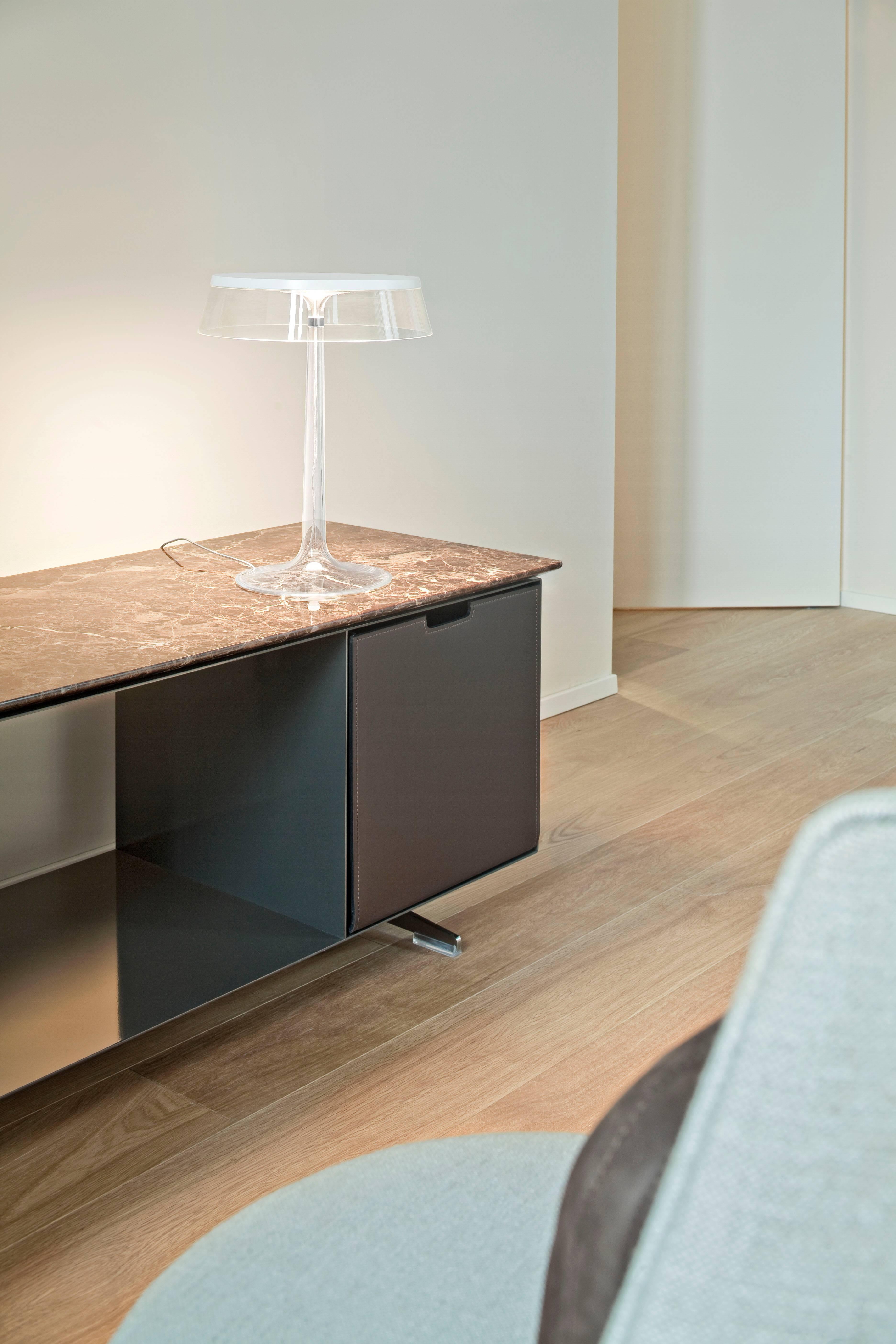 Modern FLOS Bon Jour Chrome Table Lamp w/ Transparent Crown by Philippe Starck For Sale
