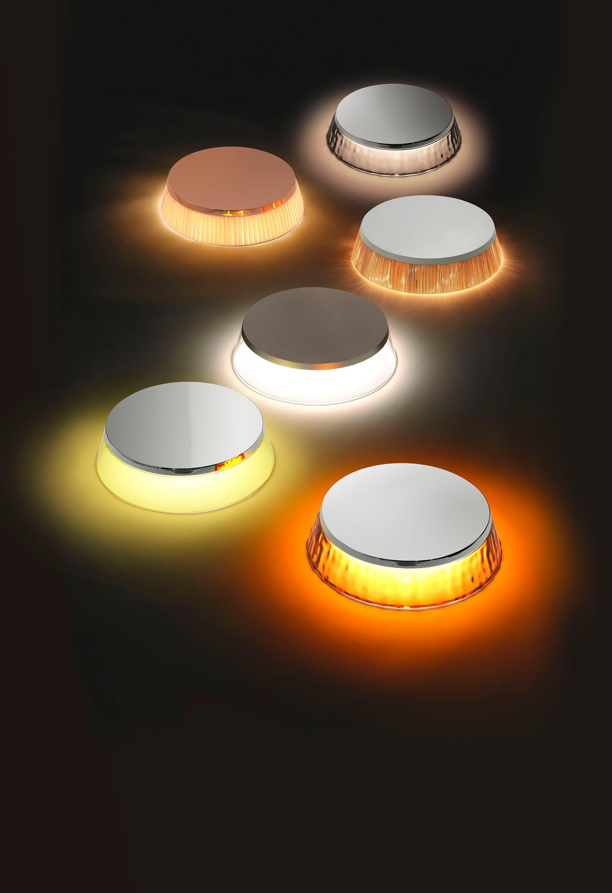 FLOS Bon Jour, unverkabelte Chromlampe mit Plissee-Stoffkrone von Philippe Starck (Moderne) im Angebot