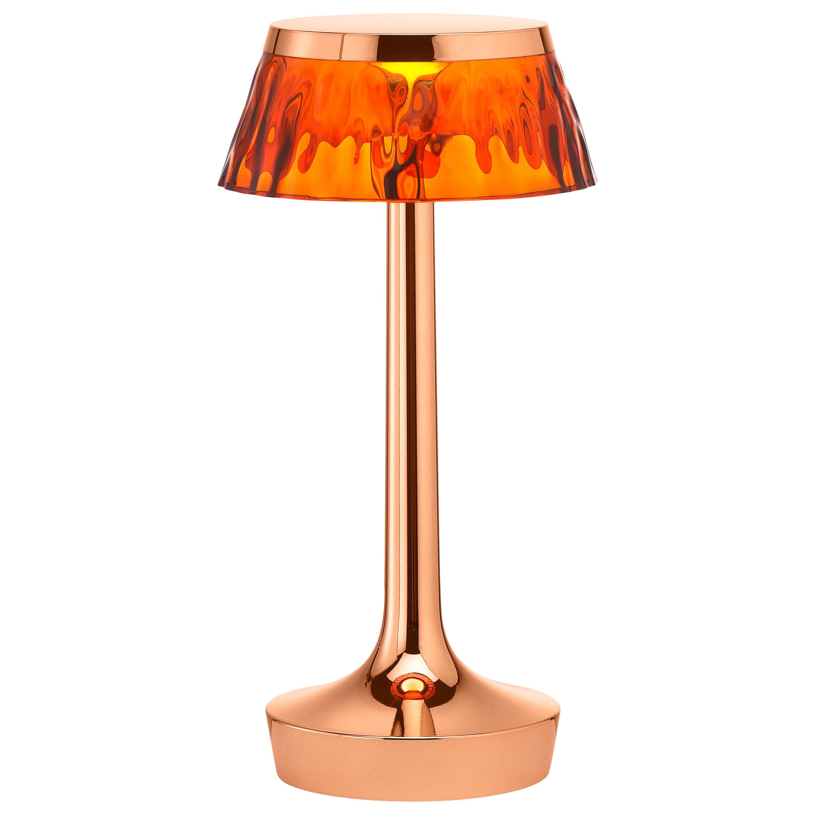 FLOS Bon Jour Unplugged Copper Lamp w/ Amber Crown by Philippe Starck
