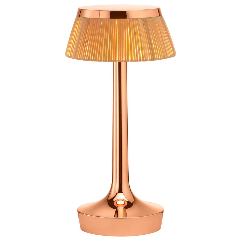 FLOS Bon Jour Unplugged Copper Lamp w/ Rattan Crown by Philippe Starck For  Sale at 1stDibs