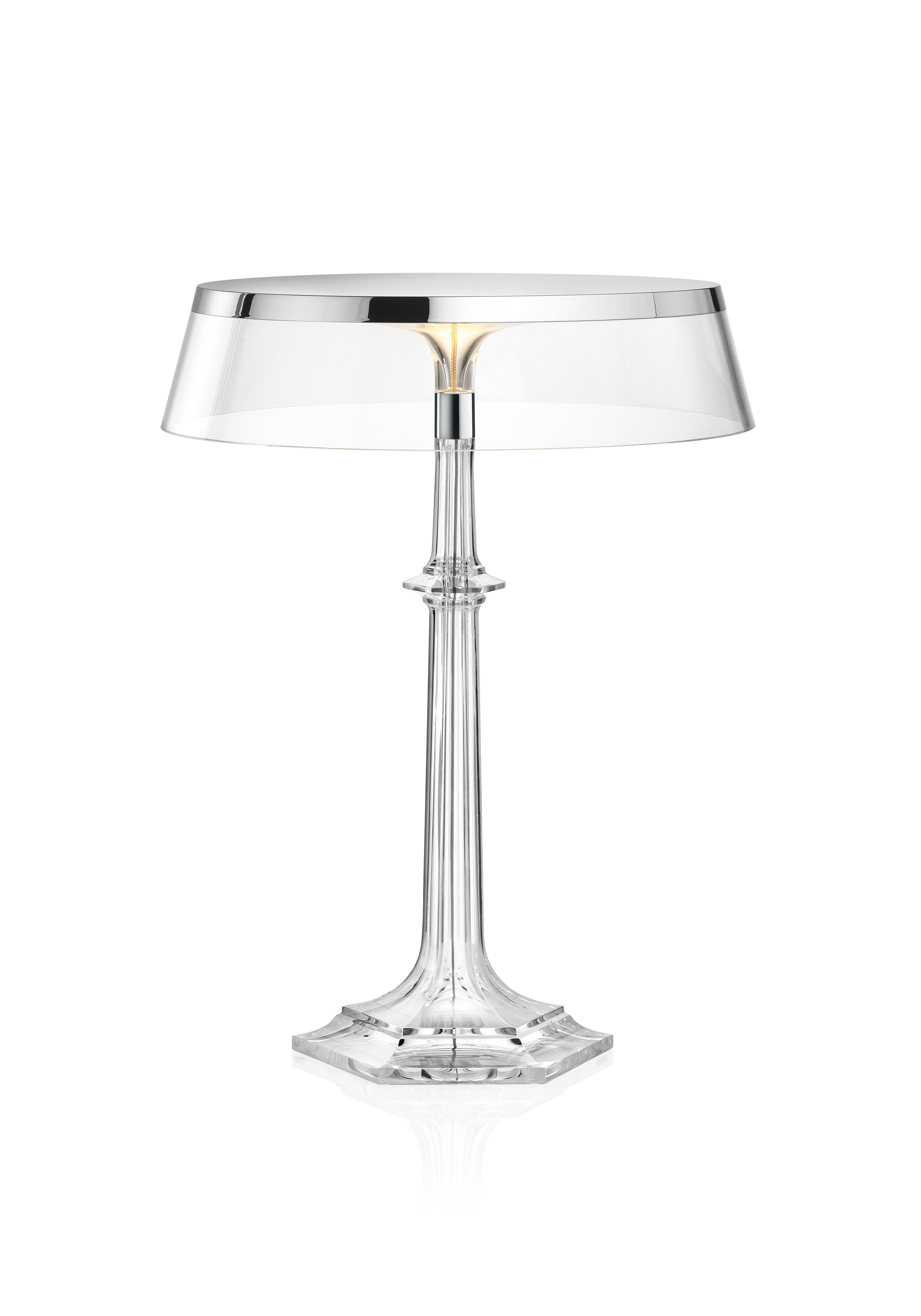 This modern and timeless design is a result of the collaboration between Flos and acclaimed designer Phillippe Starck. Blending together two dynamic pieces the Flos 2017 design Bon Jour Lamps and the Versaille candleholder created by Baccarat the