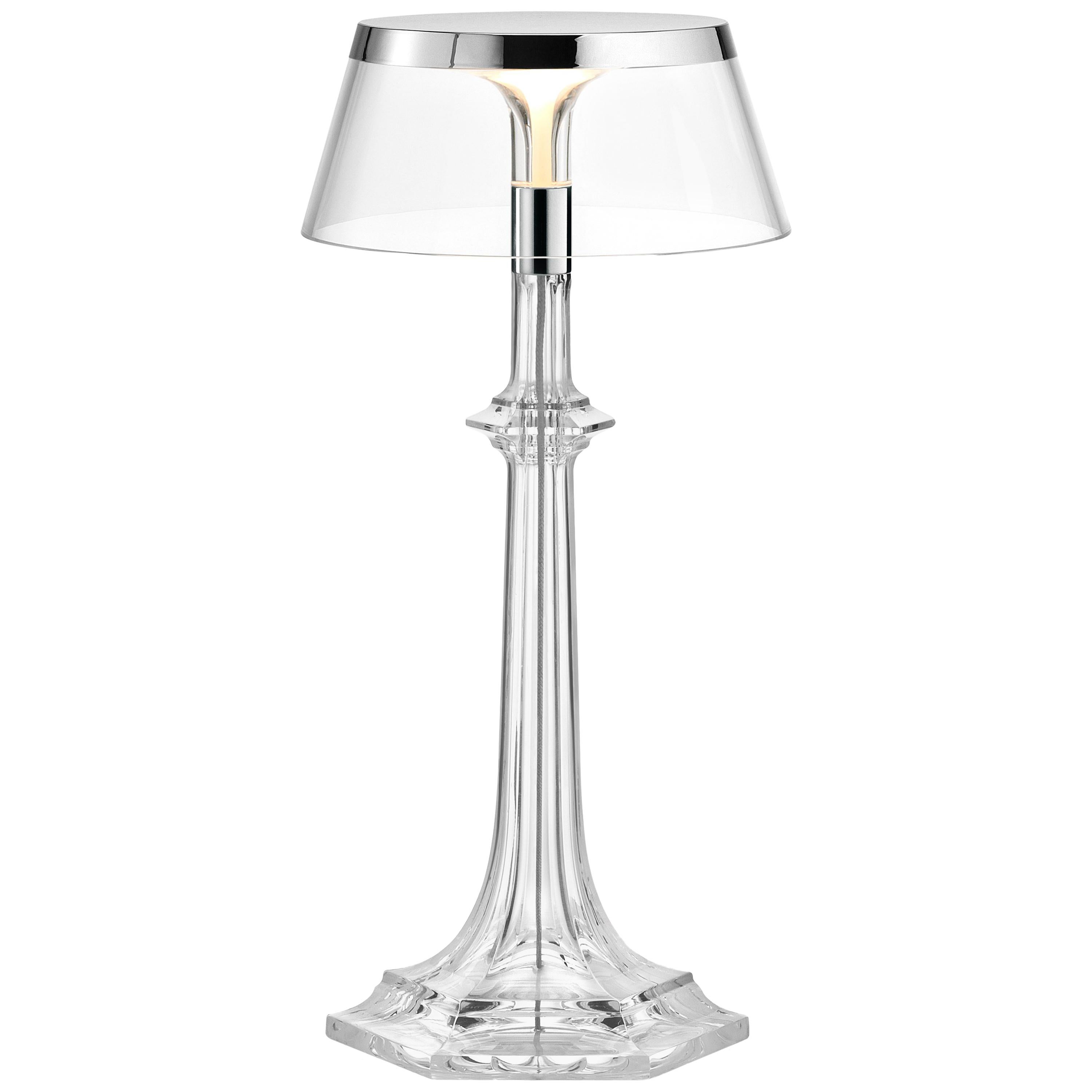 FLOS Bon Jour Versailles Small Chrome Lamp in Transparent by Philippe Starck For Sale