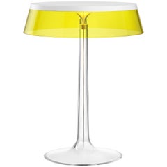 FLOS Bon Jour White Table Lamp w/ Yellow Crown by Philippe Starck