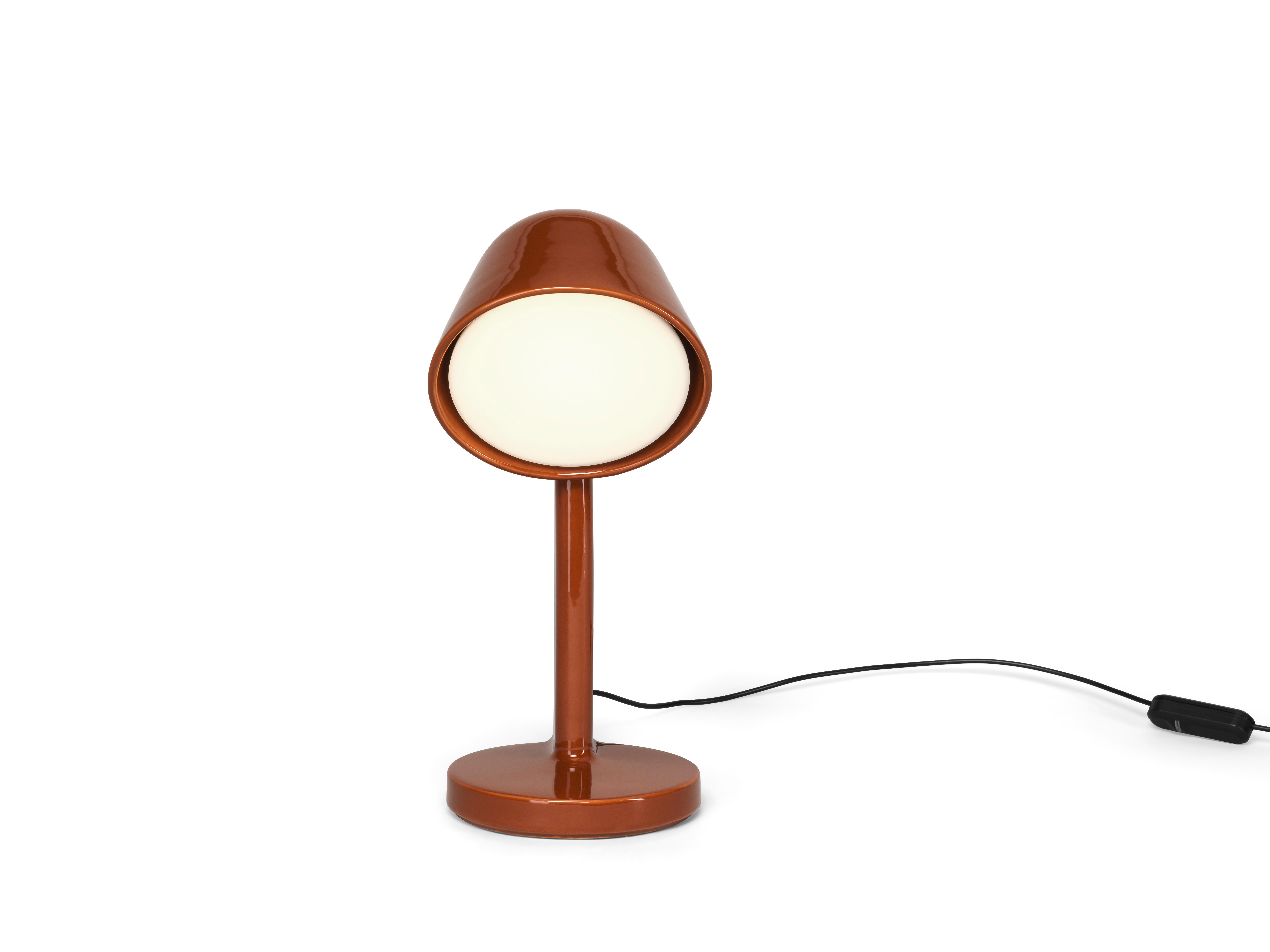 Italian Flos Céramique Down Table Lamp in Rust Red For Sale