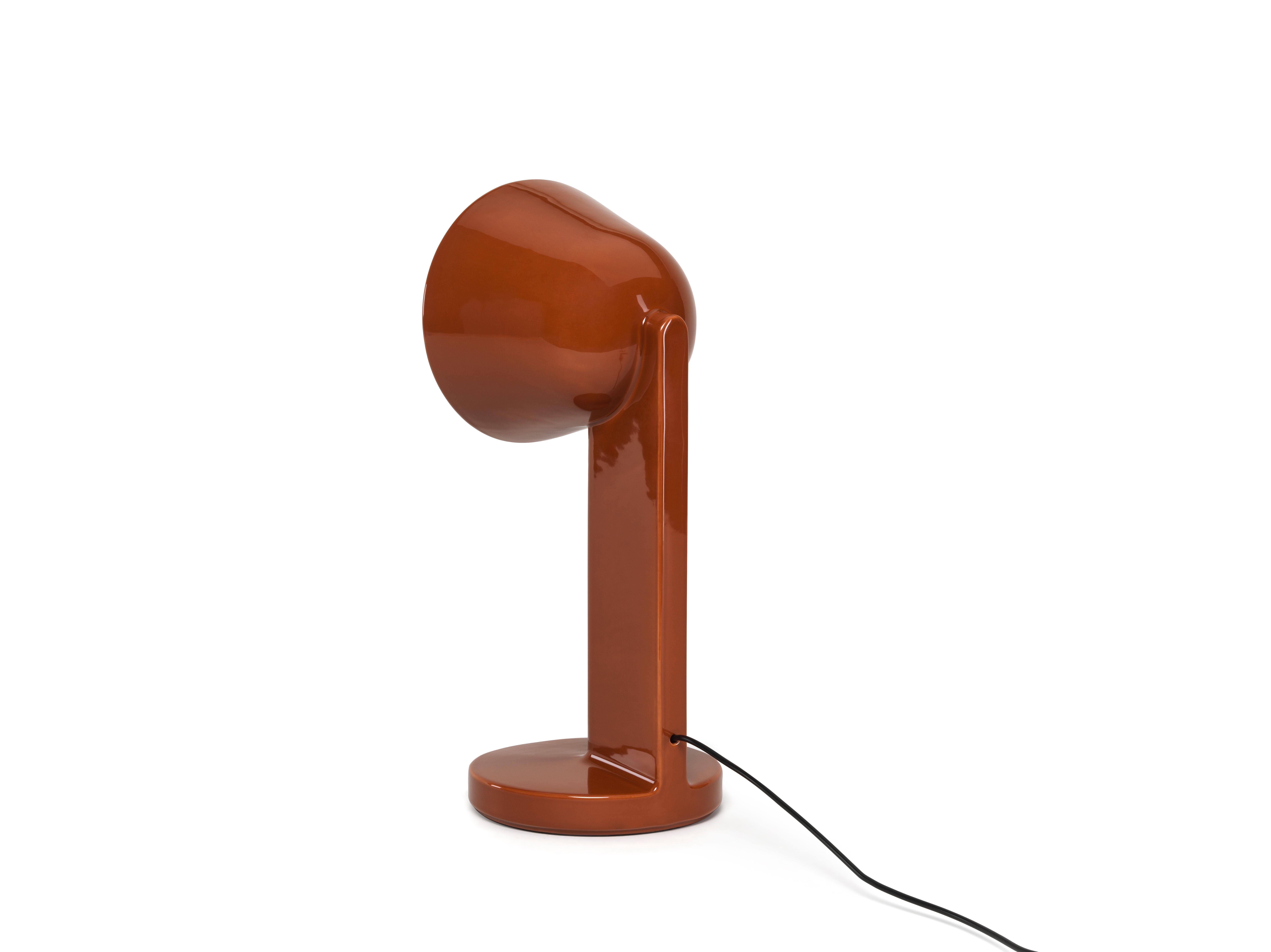 Ceramic Flos Céramique Side Table Lamp in Rust Red For Sale