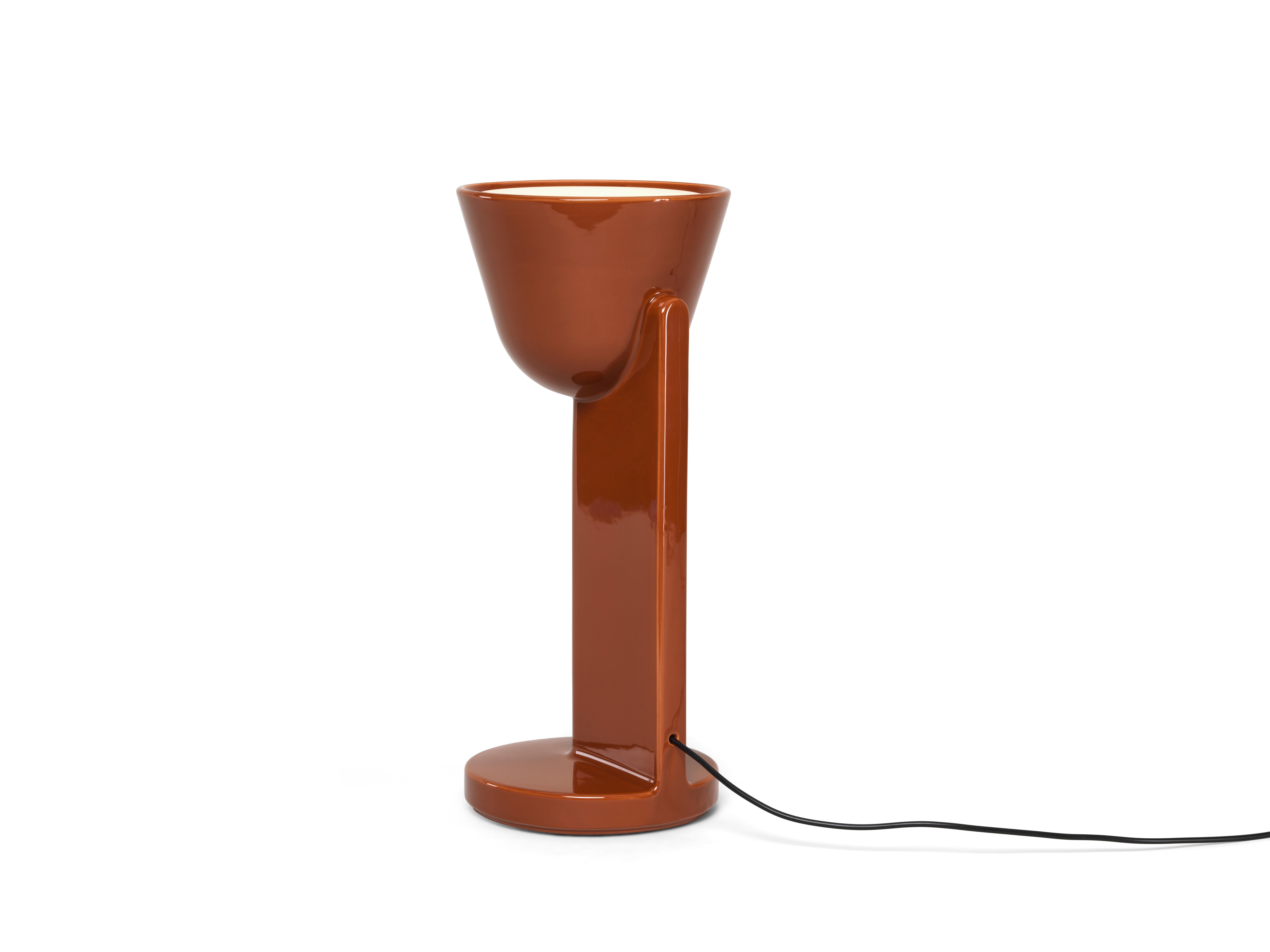 Contemporary Flos Céramique Up Table Lamp in Rust Red For Sale