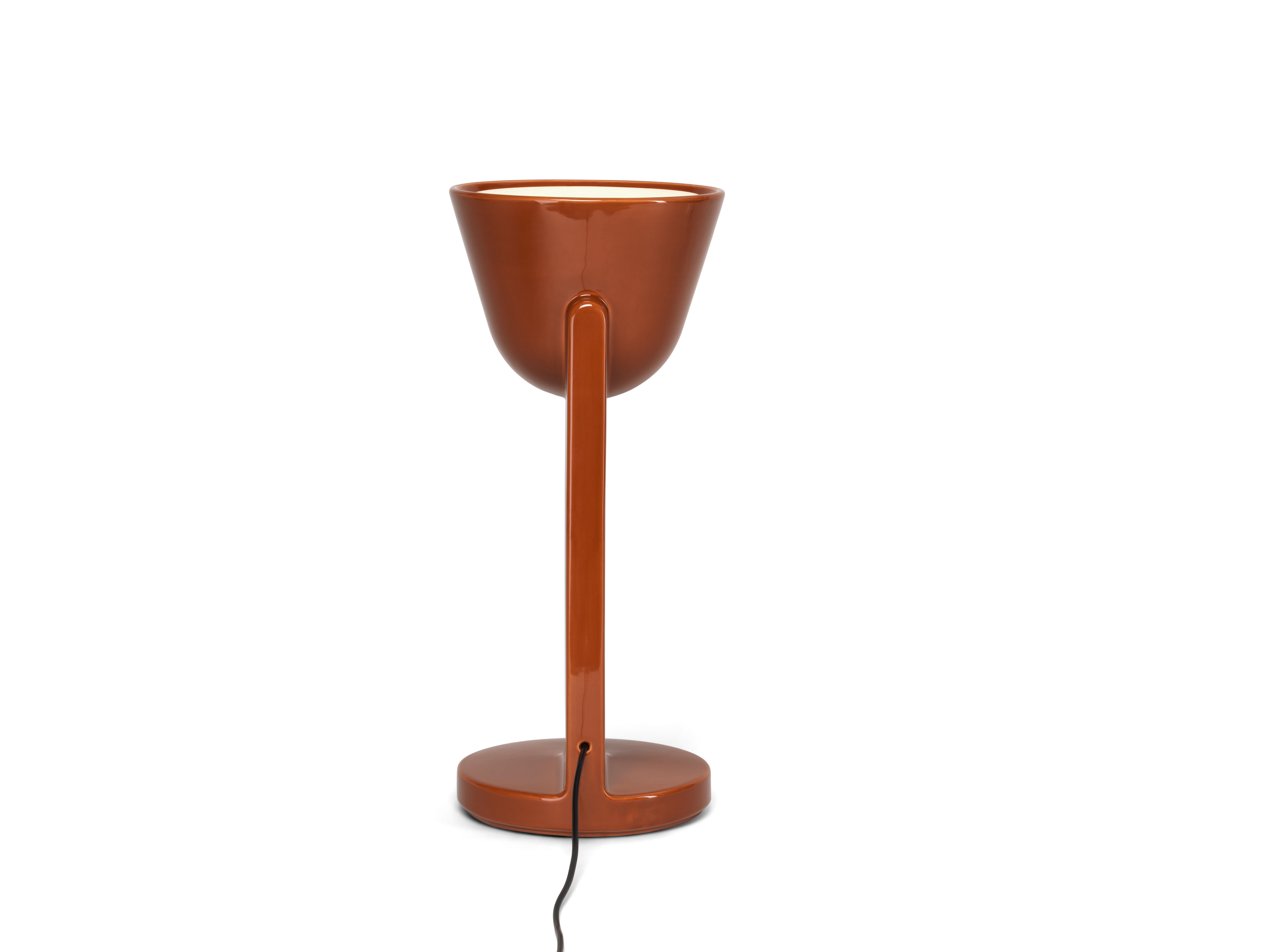 Ceramic Flos Céramique Up Table Lamp in Rust Red For Sale