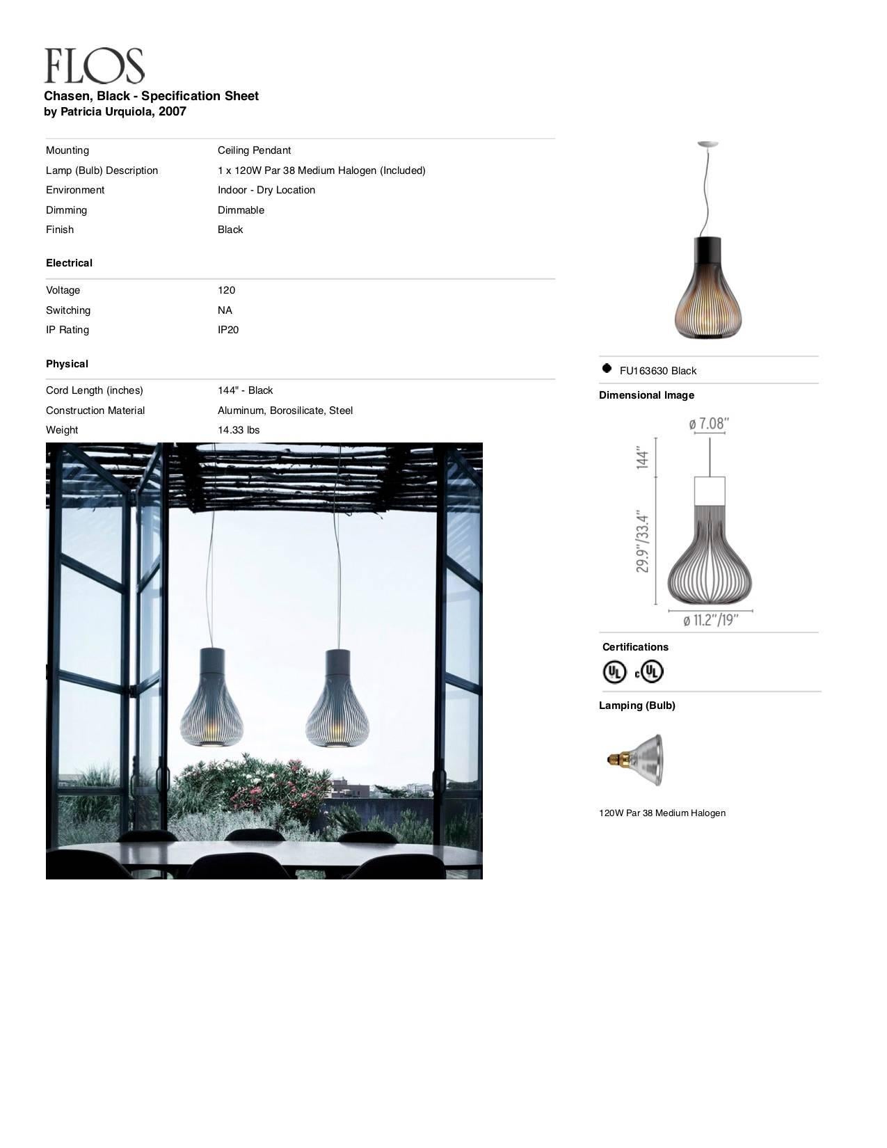 FLOS Chasen Pendant Light in Black by Patricia Urquiola In New Condition For Sale In Brooklyn, NY