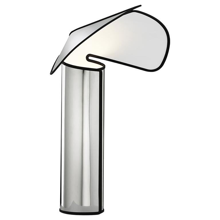 Flos Chiara LED Table Lamp in Aluminum with Anthracite Edge by Mario Bellini For Sale