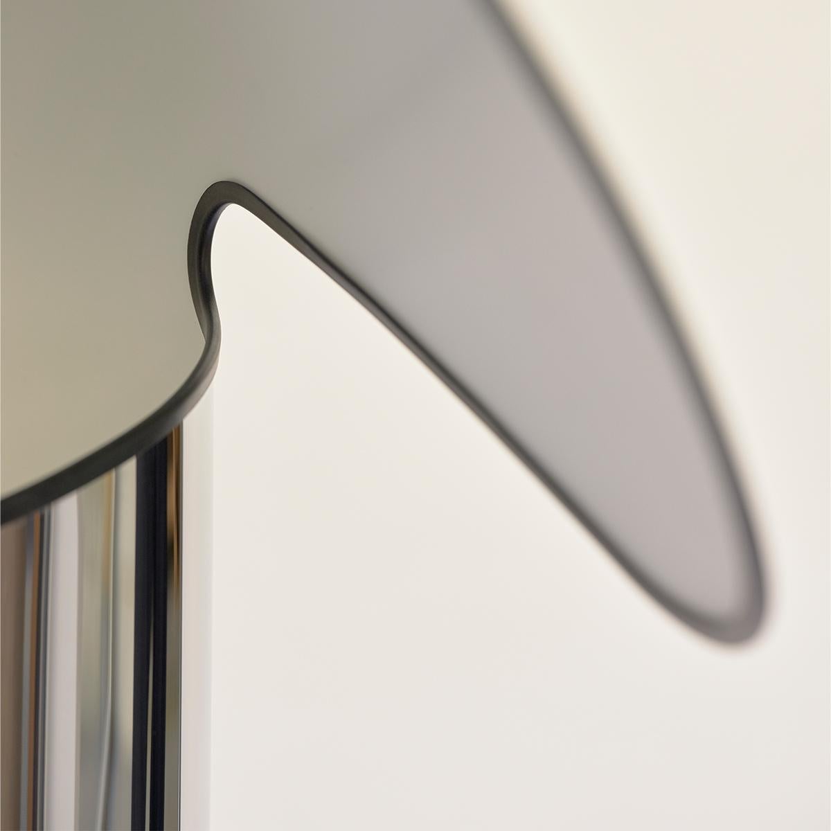Modern Flos Chiara LED Table Lamp in Dark Grey with Olive Green Edge by Mario Bellini