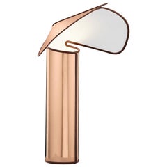 Flos Chiara LED Table Lamp in Pink Gold with Red Edge by Mario Bellini