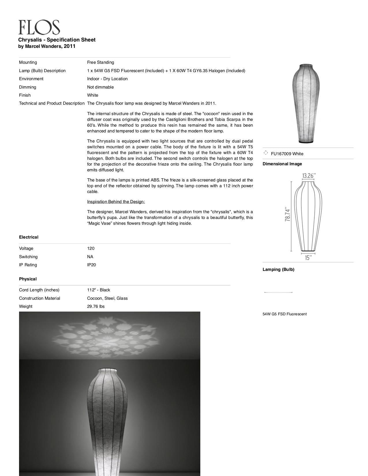Contemporary Flos Chrysalis Floor Lamp by Marcel Wanders, 1stdibs New York