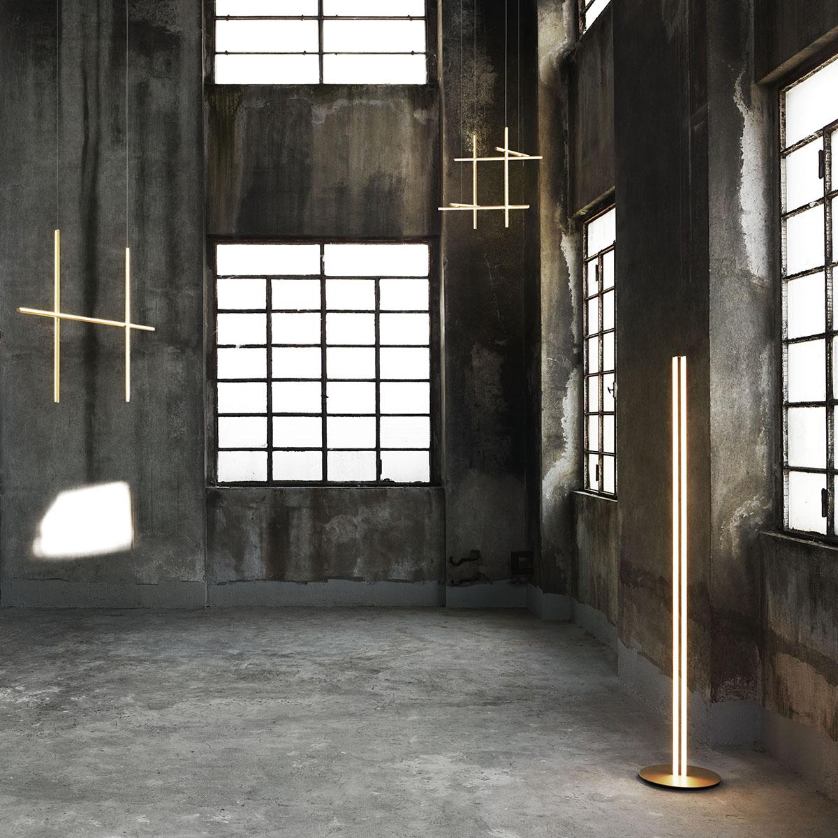 Contemporary Flos Coordinates Ceiling 1 Light in Anodized Champagne by Michael Anastassiades