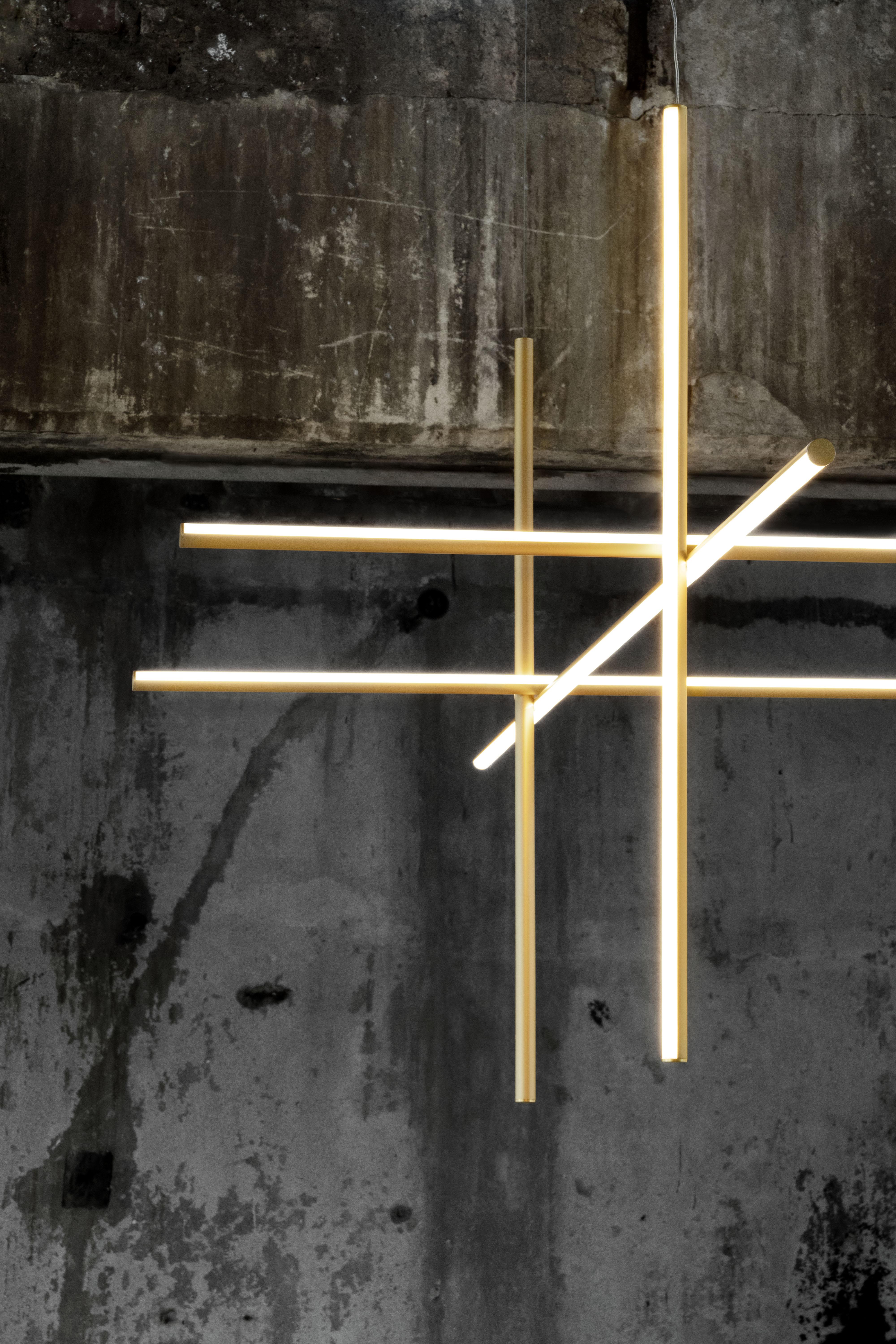 Anodized Flos Coordinates Ceiling 1 Long Light in Champagne by Michael Anastassiades