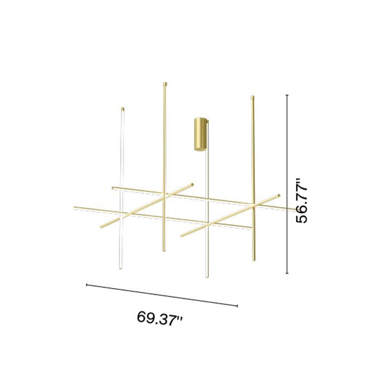 Coordinates is a lighting system with diffuse light composed of horizontal and vertical luminaries arranged in a bright grid of various shapes and complexities. Each element is made of extruded anodized aluminium with a champagne finish and a
