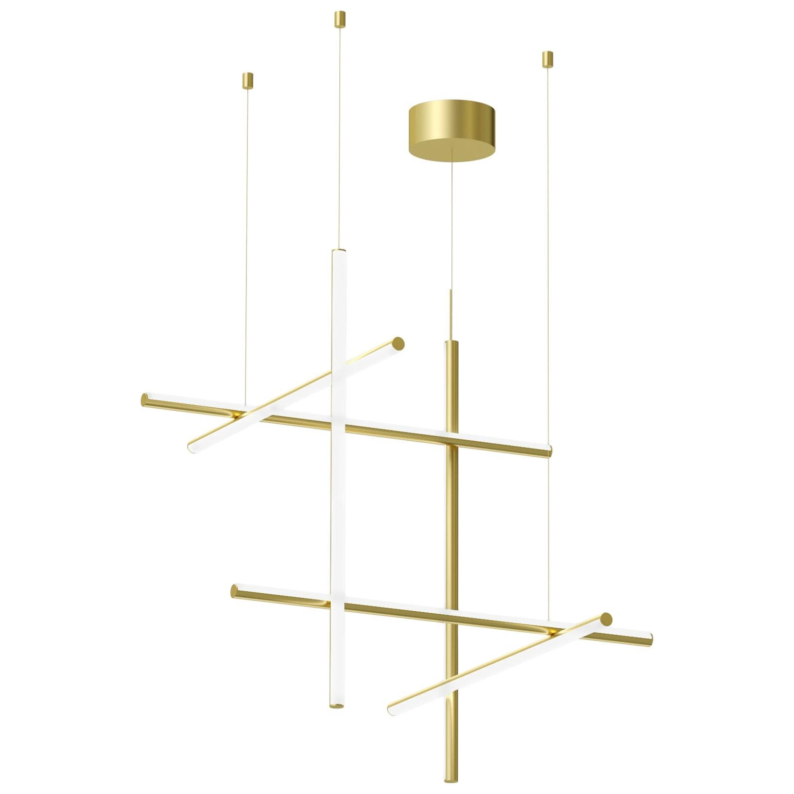 Flos Coordinates Suspension 3 Light in Champagne by Michael Anastassiades For Sale