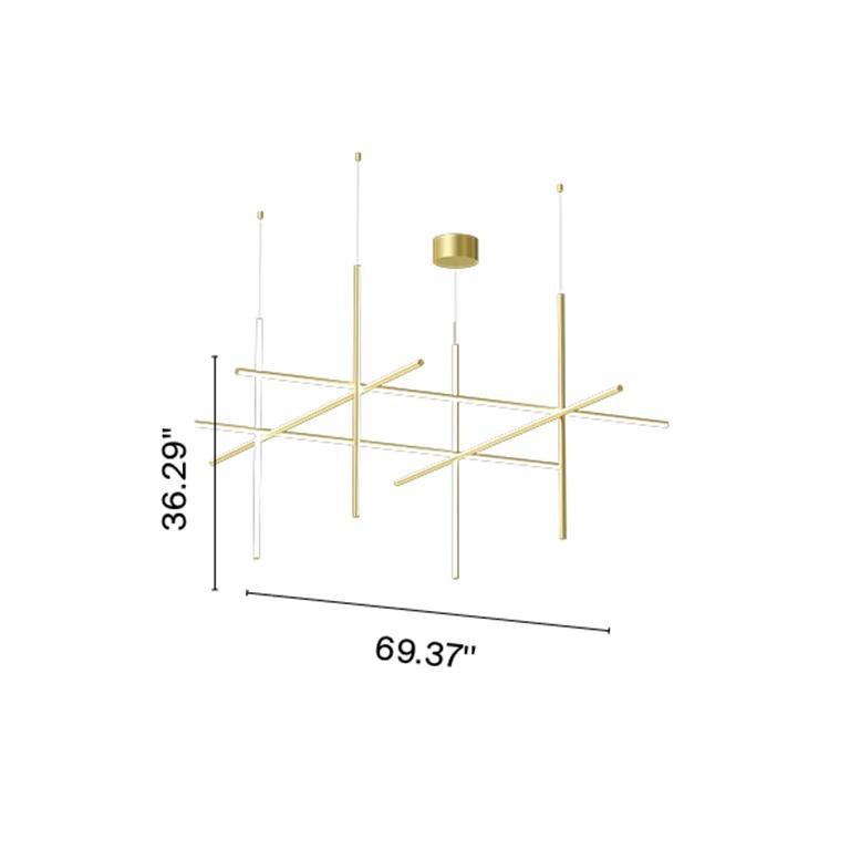 Coordinates is a lighting system with diffuse light composed of horizontal and vertical luminaries arranged in a bright grid of various shapes and complexities. Each element is made of extruded anodized aluminium with a champagne finish and a