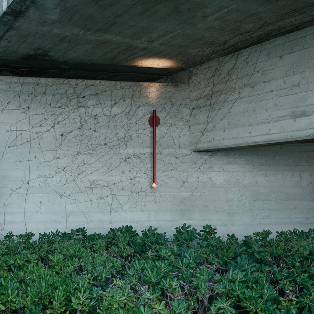 Contemporary Flos Flauta Spiga Small Indoor Wall Sconce in Anodized Ruby Red For Sale