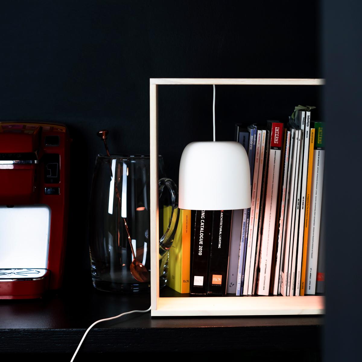 Ash FLOS Gaku Wire Table Lamp in White by Nendo