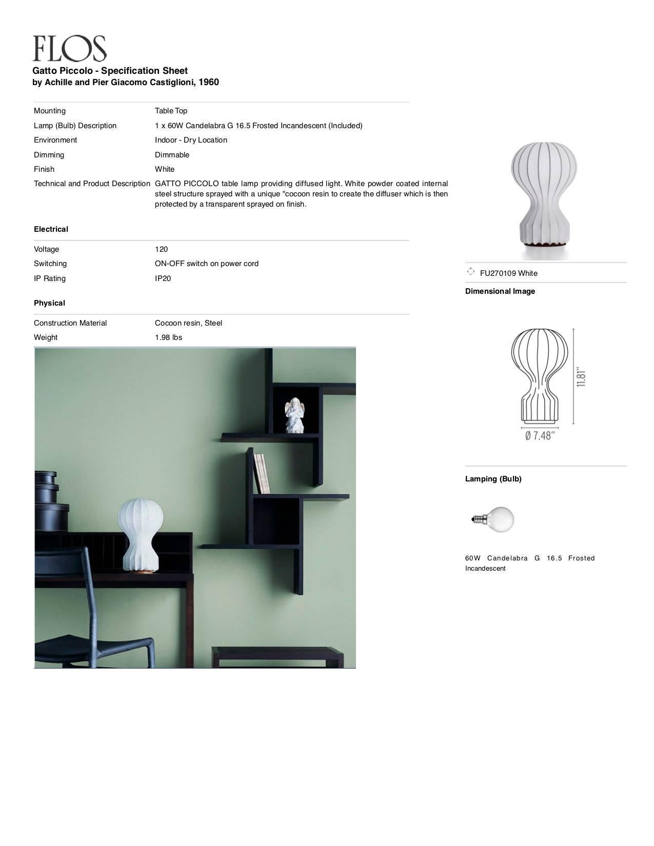 Modern FLOS Gatto Piccolo Table Lamp by Achille & Pier Giacomo Castiglioni For Sale