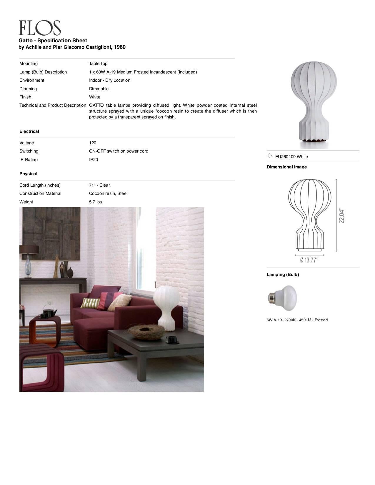 FLOS Gatto Table Lamp by Achille & Pier Giacomo Castiglioni In New Condition For Sale In Brooklyn, NY