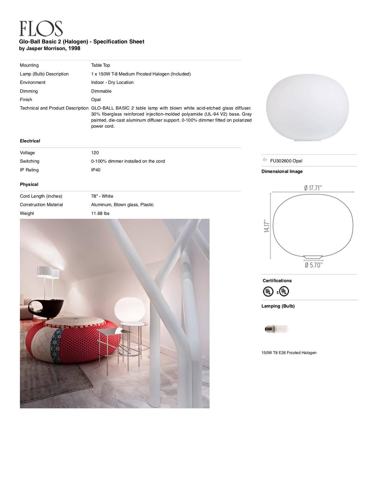 Italian Jasper Morrison Modern Minimalist Glo-Ball Basic 2 Desk Lamp for FLOS For Sale