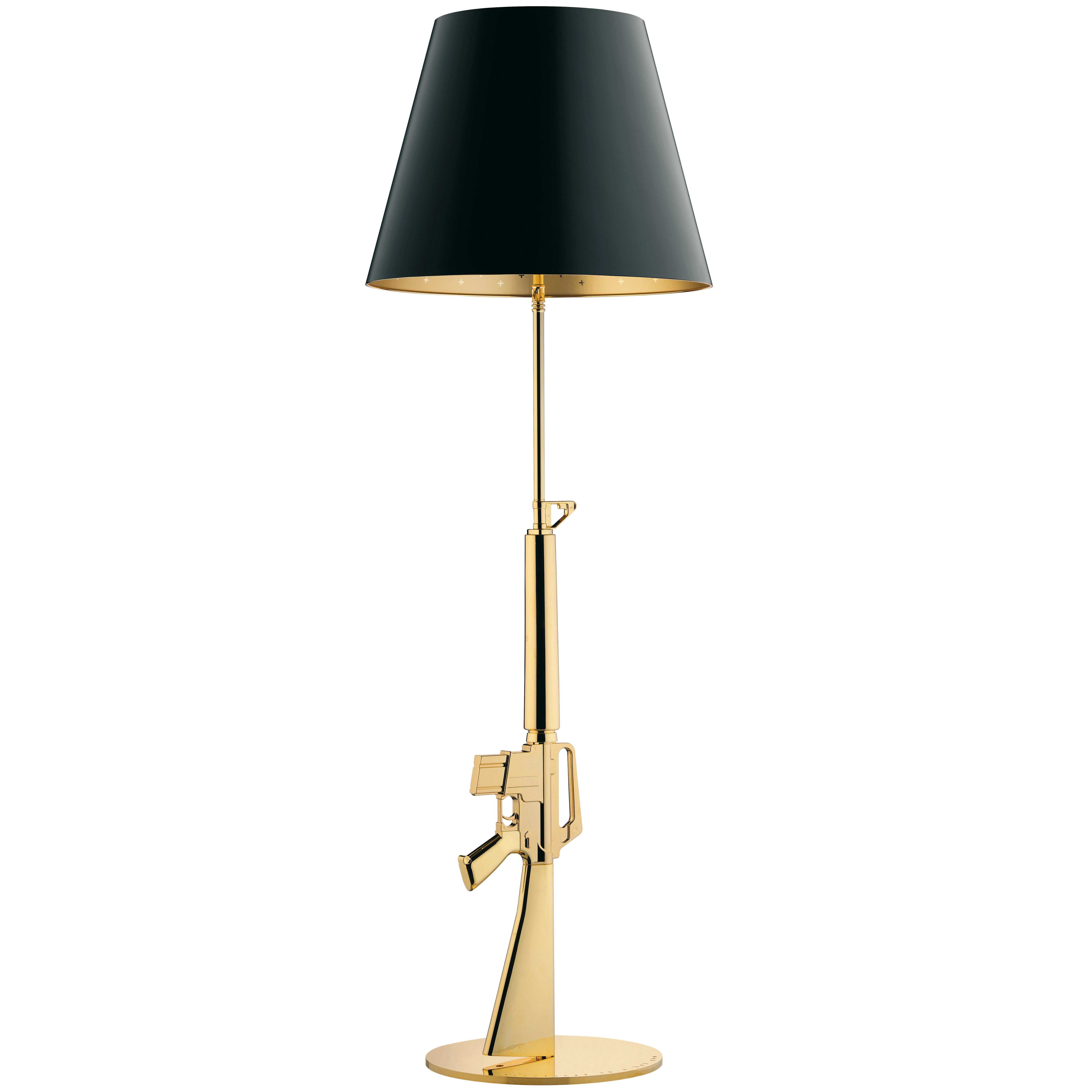 Lampadaire M16 de la collection FLOS Guns en or de Philippe Starck