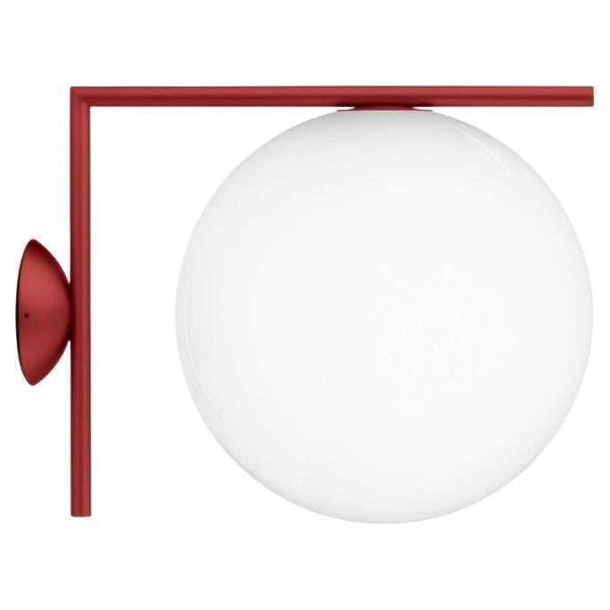 Flos IC Light Outdoor Large Wall Sconce in Red Burgundy by Michael Anastassiades For Sale