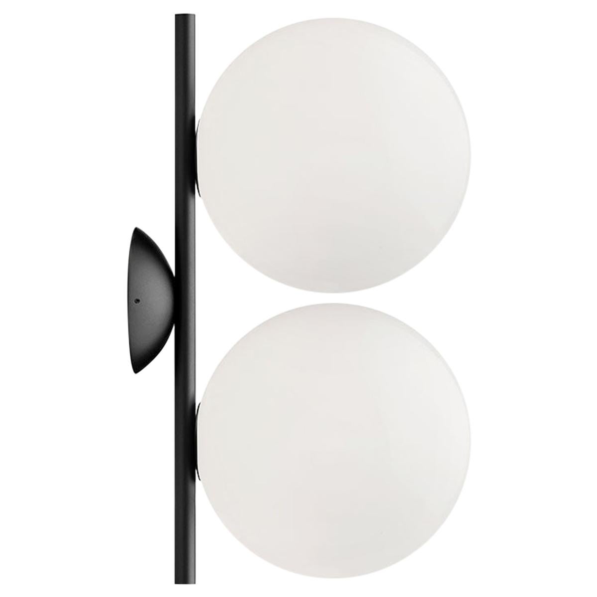 Flos IC Lights C/W1 Double Ceiling/Wall Sconce in Black by Michael Anastassiades