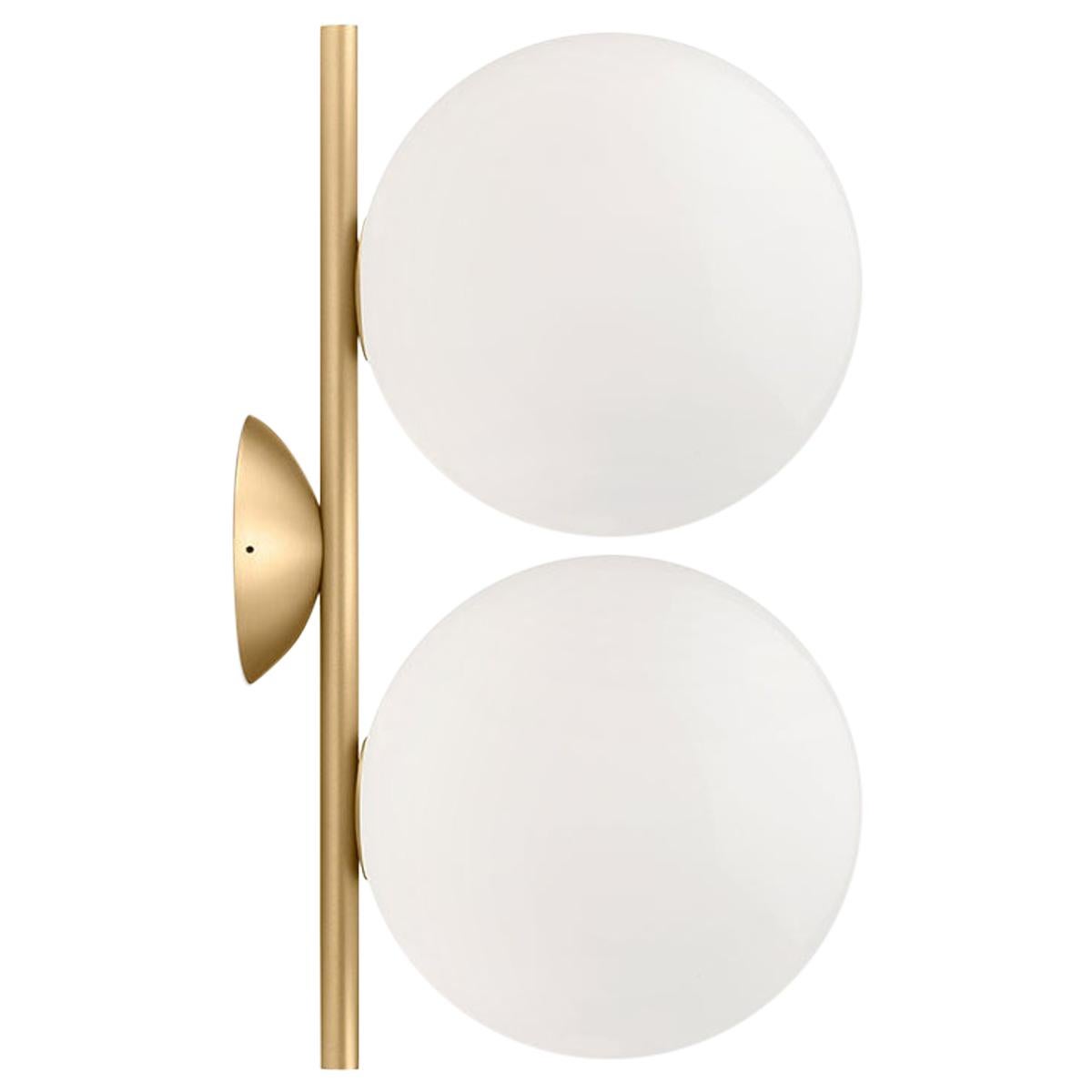 Flos IC Lights C/W1 Double Ceiling/Wall Sconce in Brass by Michael Anastassiades